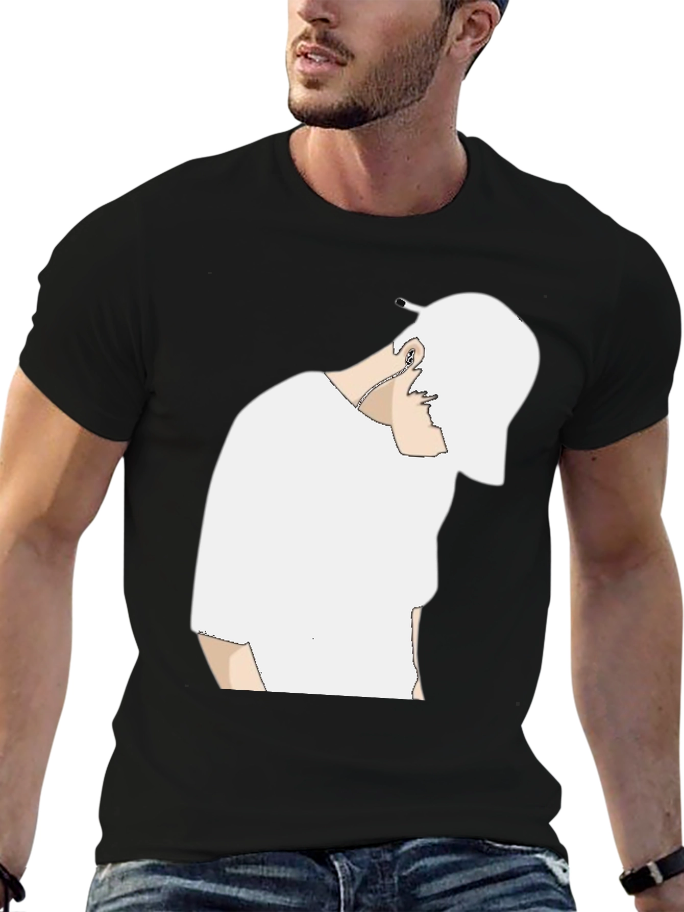 Black T-Shirt with White Graphic Design