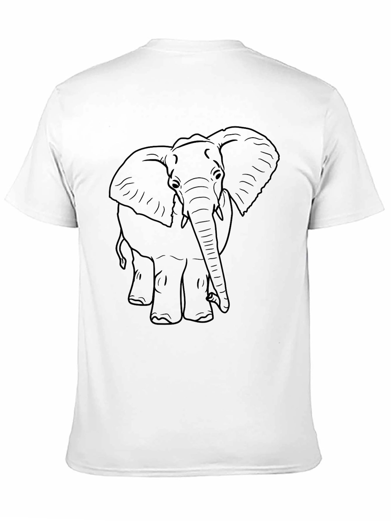 Elephant Outline Tee - Black Cotton Graphic T-Shirt
