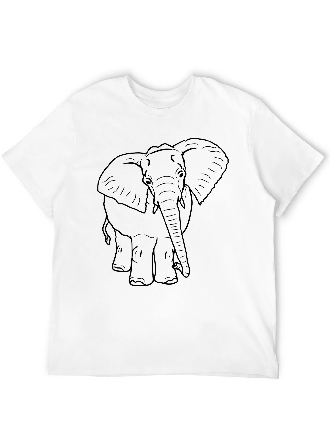 Elephant Outline Tee - Black Cotton Graphic T-Shirt