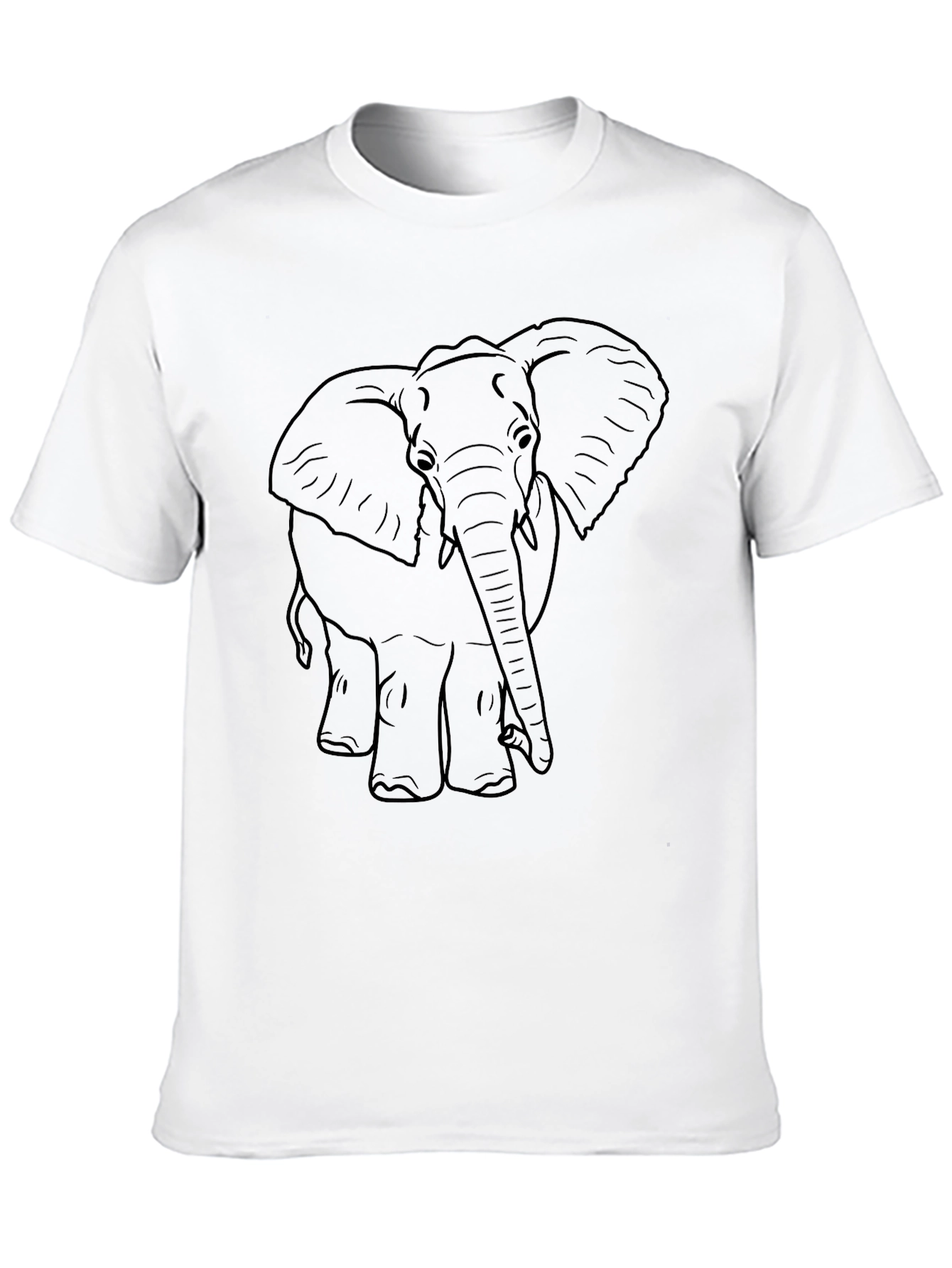 Elephant Outline Tee - Black Cotton Graphic T-Shirt