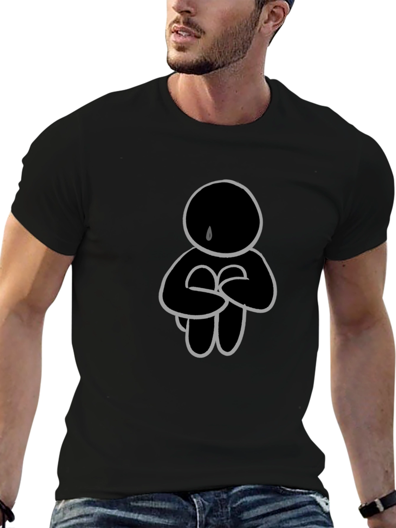 Crying Figure Graphic Print T-Shirt