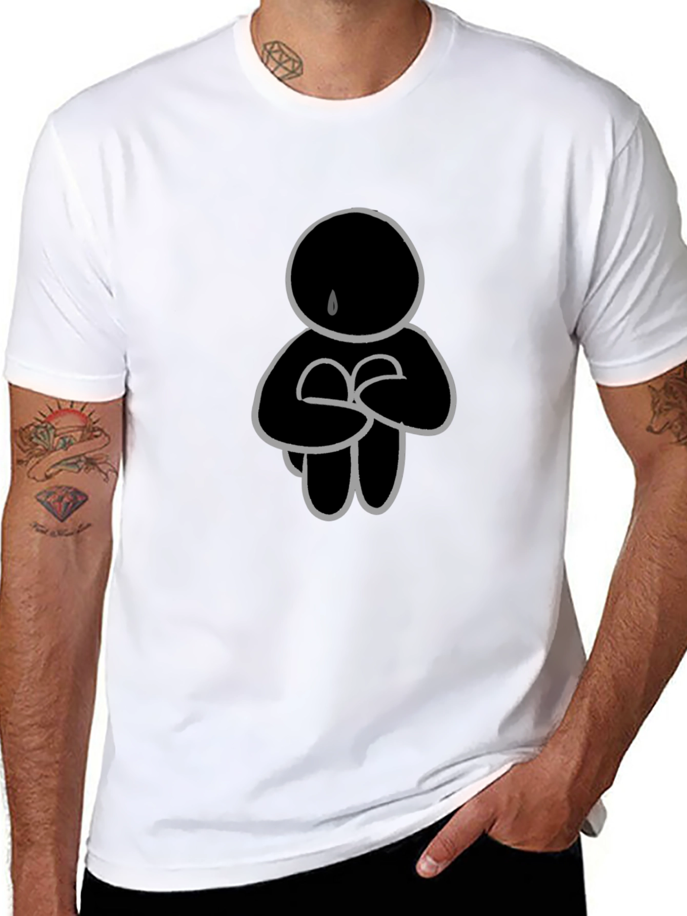 Crying Figure Graphic Print T-Shirt
