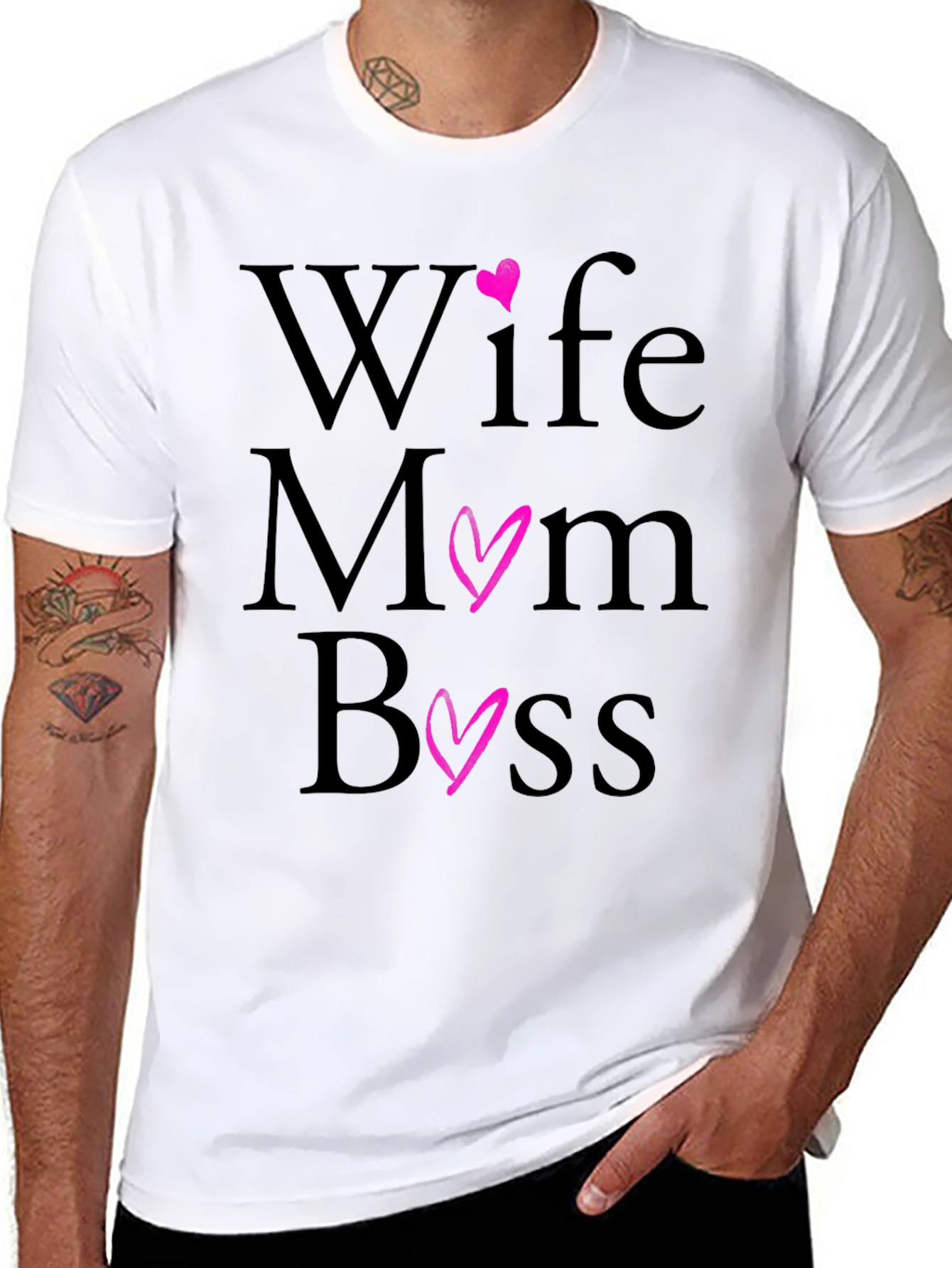 Wife Mom Boss T-Shirt - Black Casual Tee