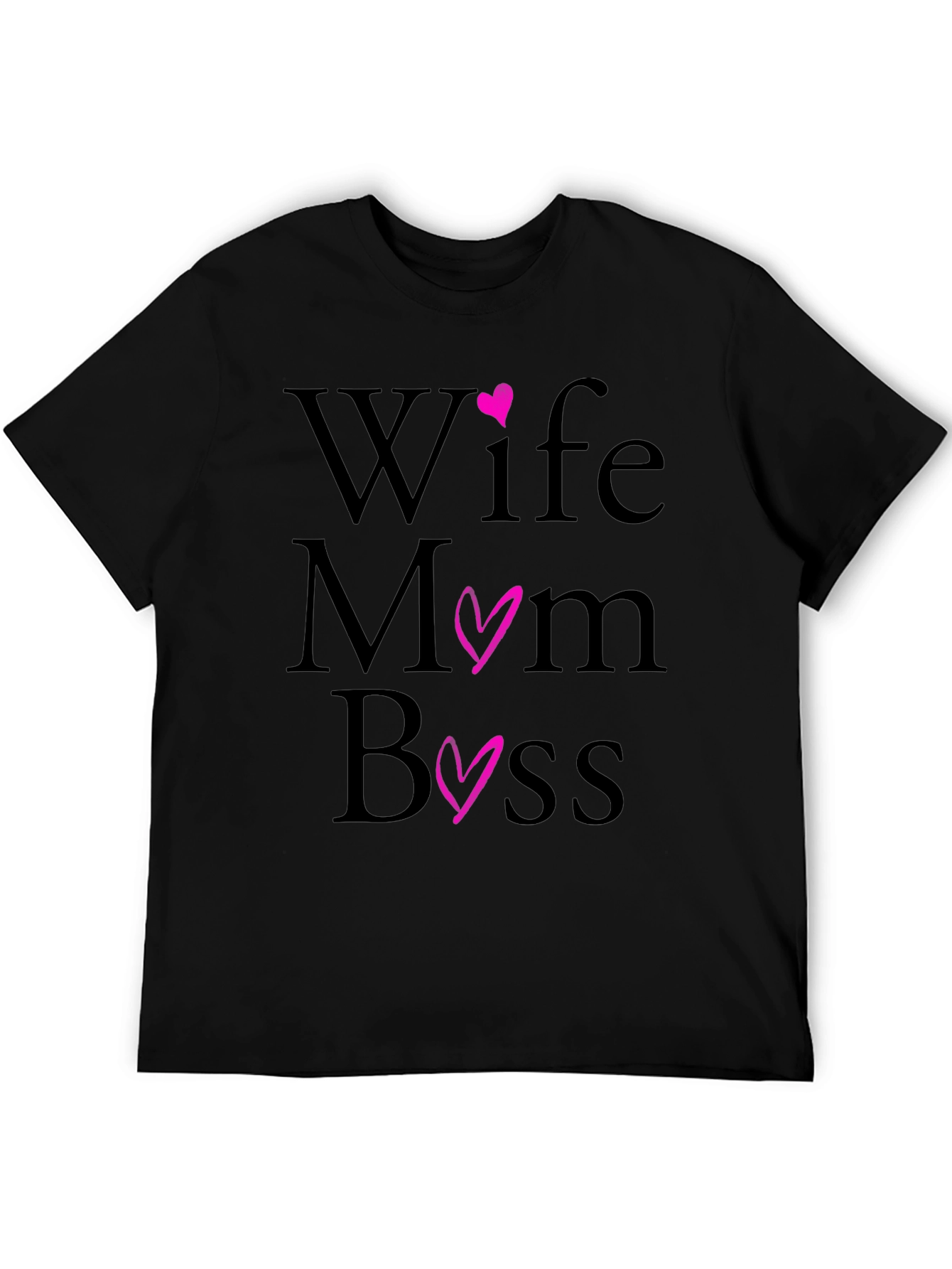 Wife Mom Boss T-Shirt - Black Casual Tee