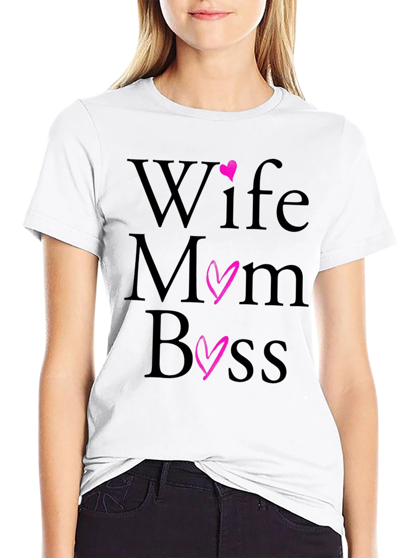Wife Mom Boss T-Shirt - Black Casual Tee