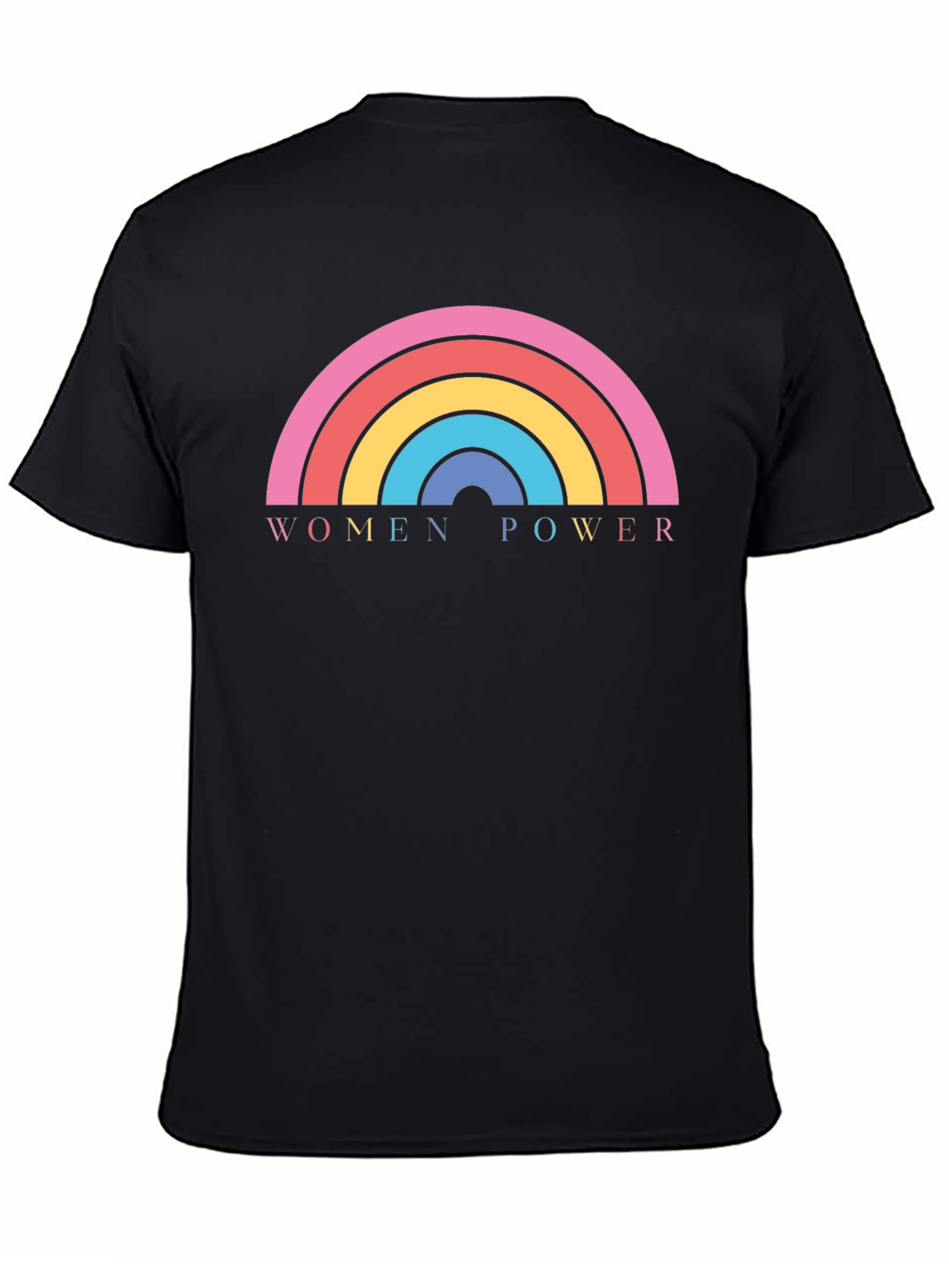 Women Power Rainbow Graphic Tee - Black