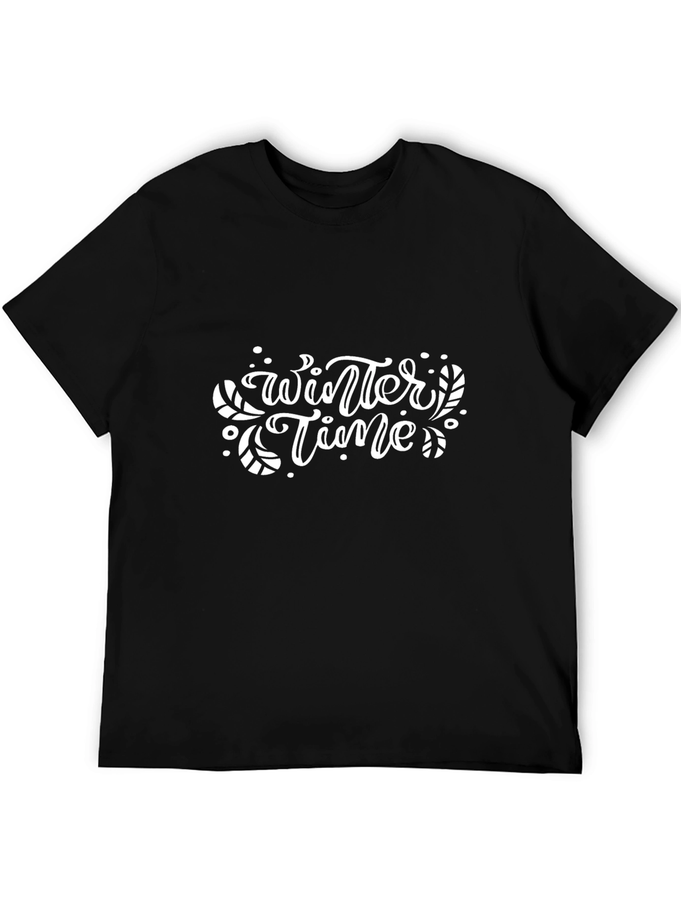 Winter Time Graphic Tee - Black Cotton Blend Shirt