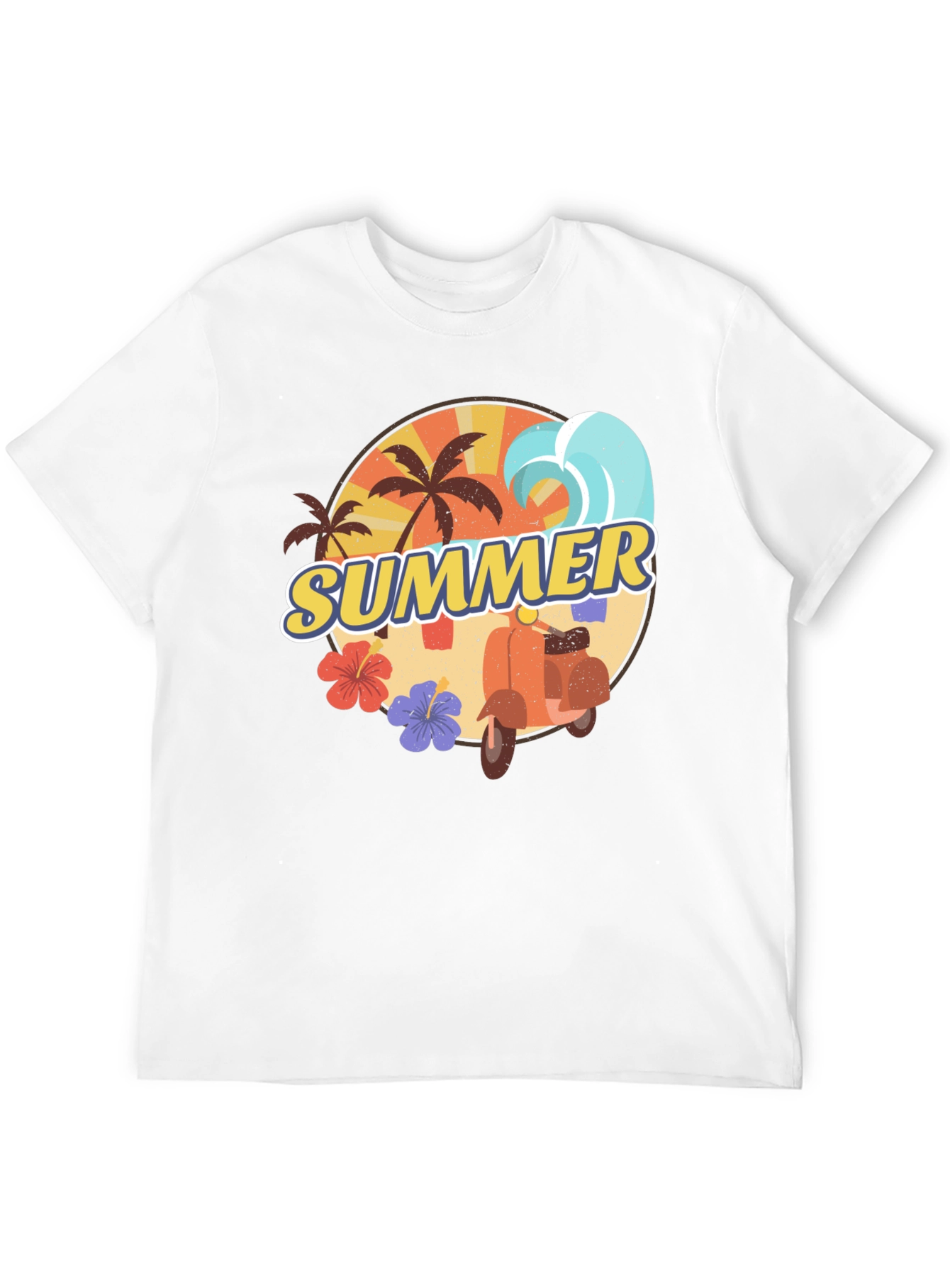 Summer Vibes T-Shirt - Palm Tree Scooter Design