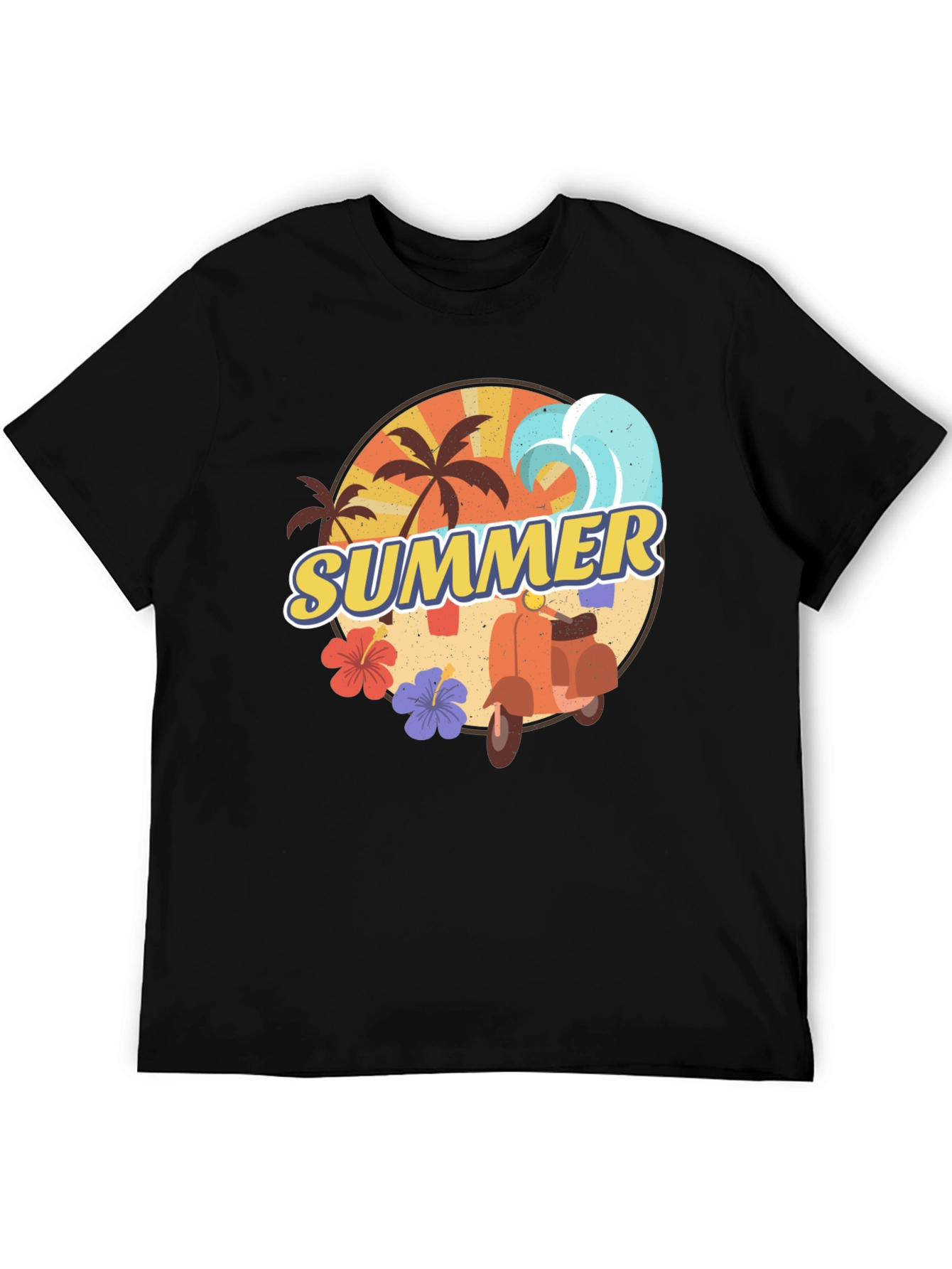 Summer Vibes T-Shirt - Palm Tree Scooter Design