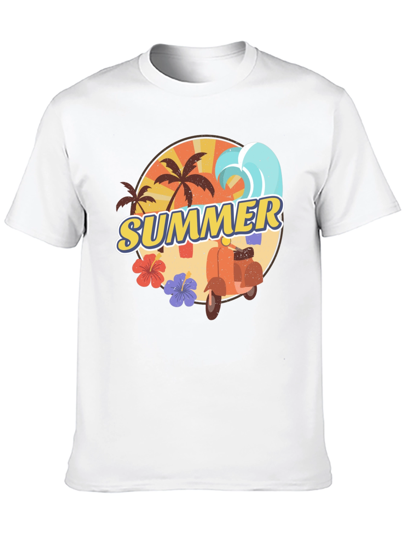 Summer Vibes T-Shirt - Palm Tree Scooter Design