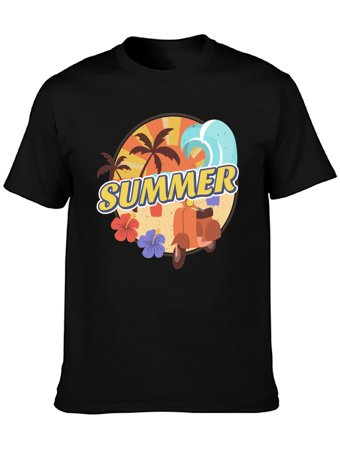 Summer Vibes T-Shirt - Palm Tree Scooter Design