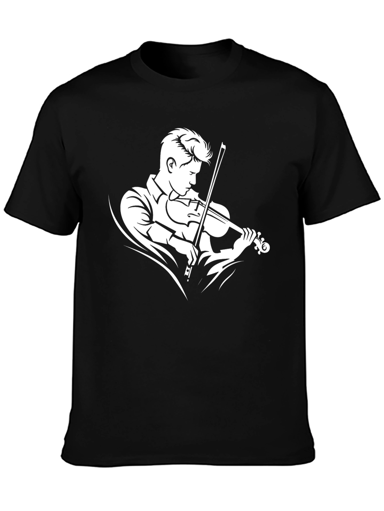 Violinist Graphic Tee - Black Cotton T-Shirt