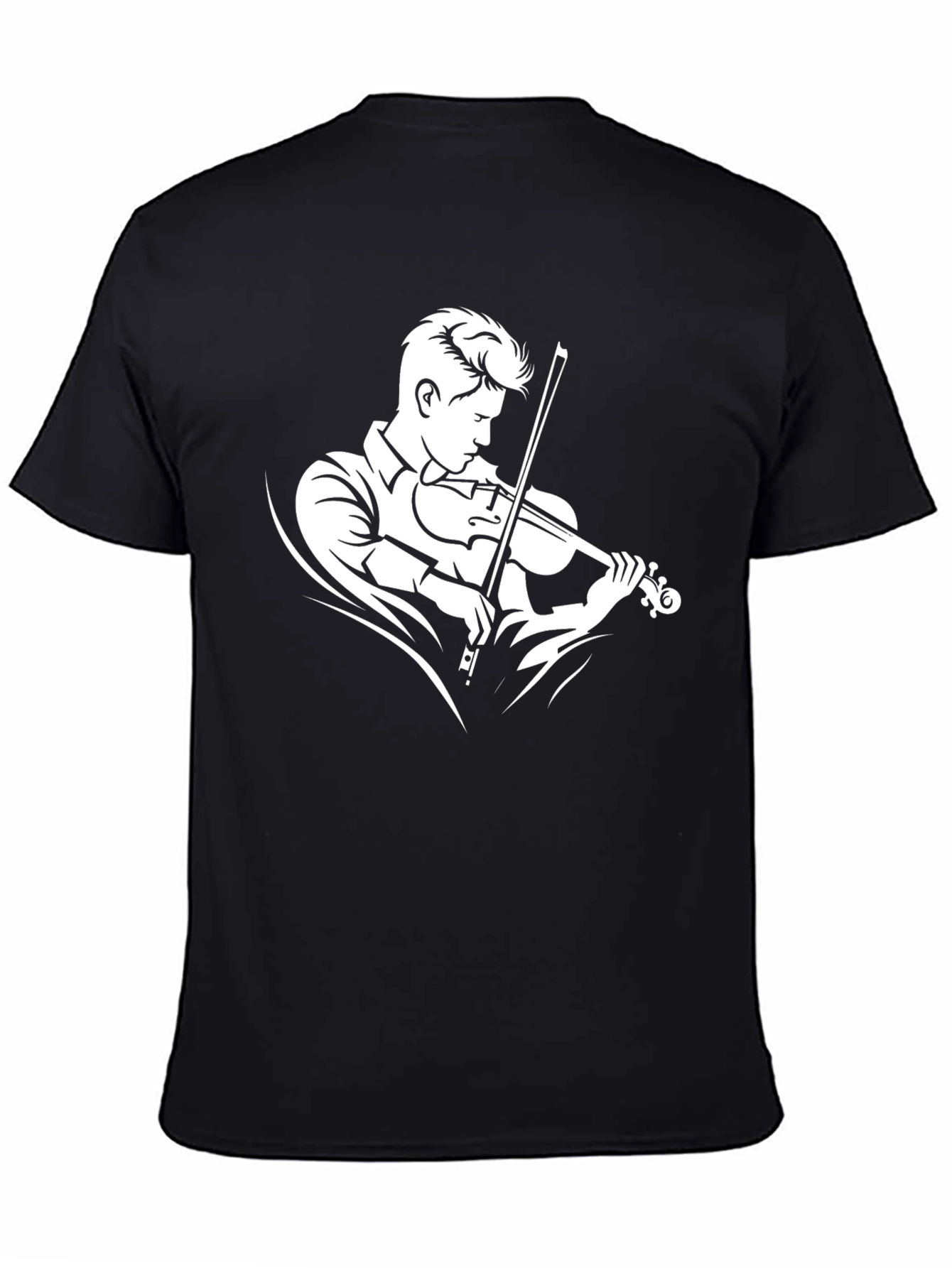 Violinist Graphic Tee - Black Cotton T-Shirt