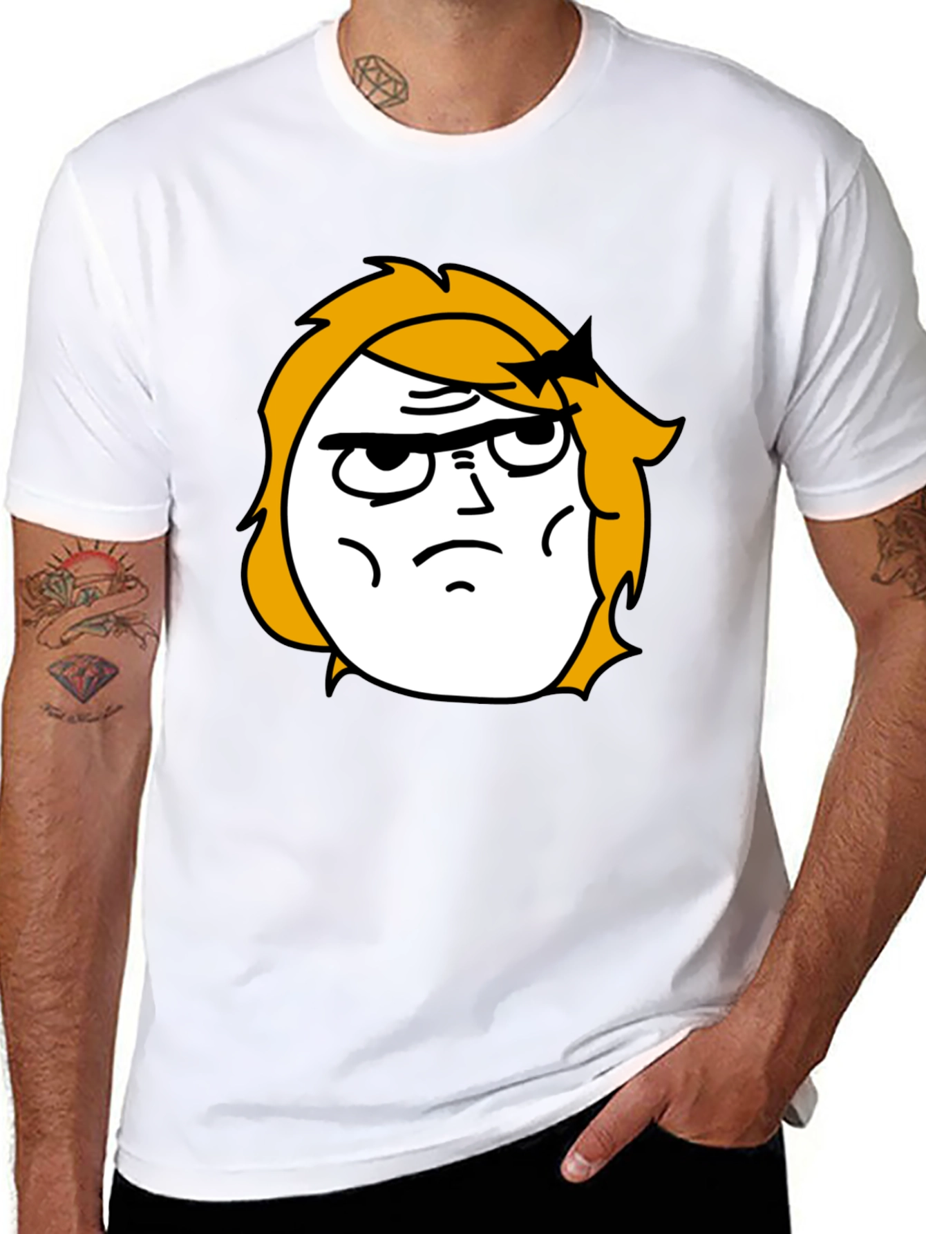 Meme Face Graphic Black T-Shirt