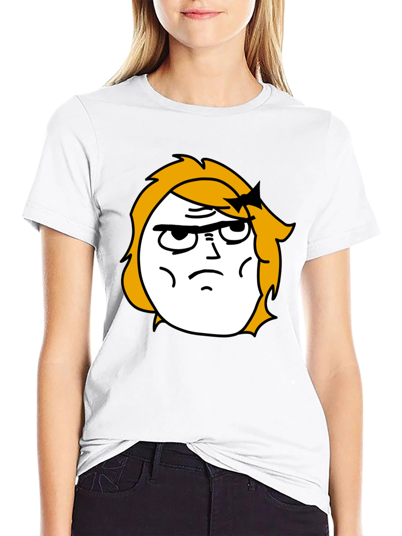 Meme Face Graphic Black T-Shirt