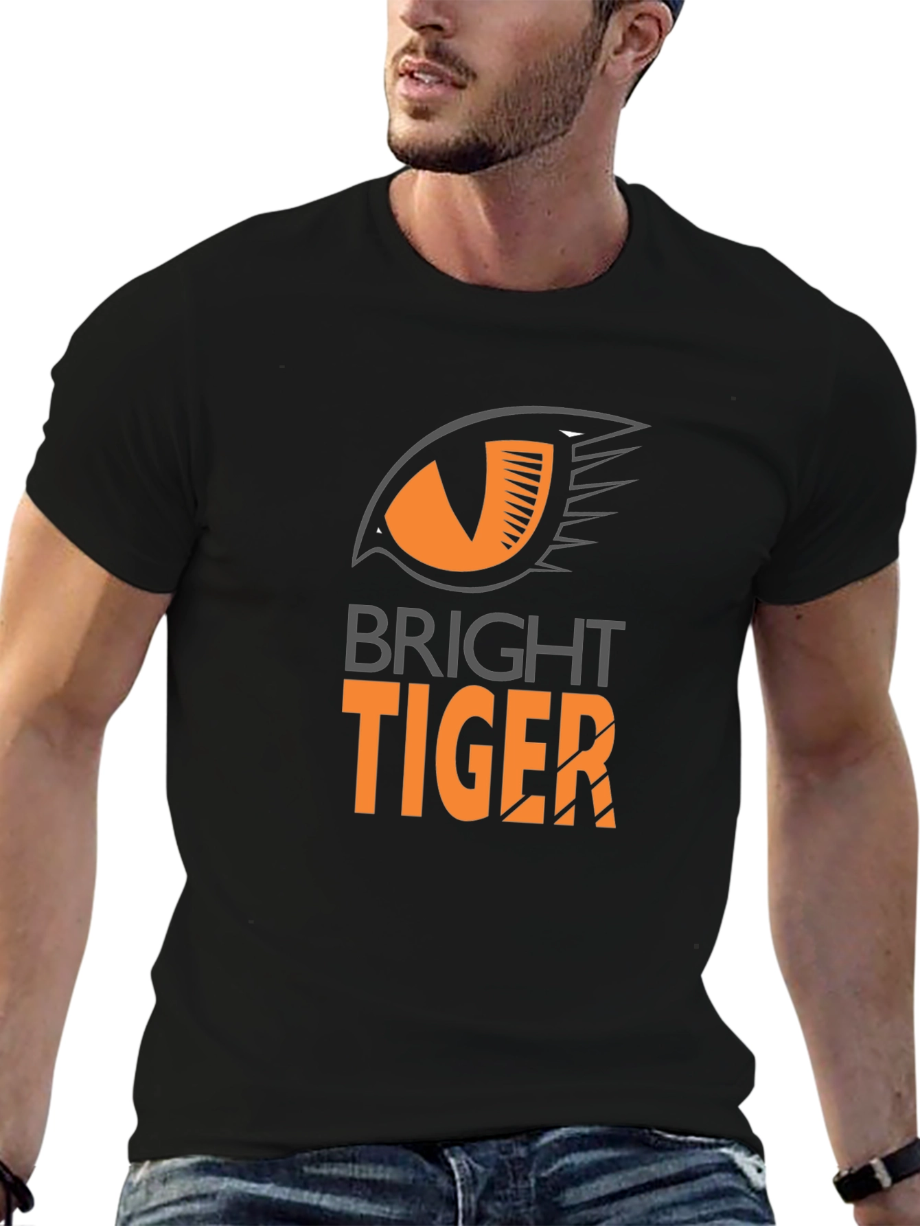 Bright Tiger Graphic Tee - Black Cotton Blend