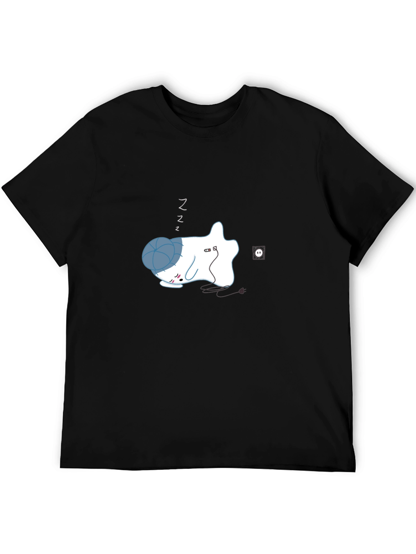Sleepy Ghost Graphic Tee - Black Cotton Comfort