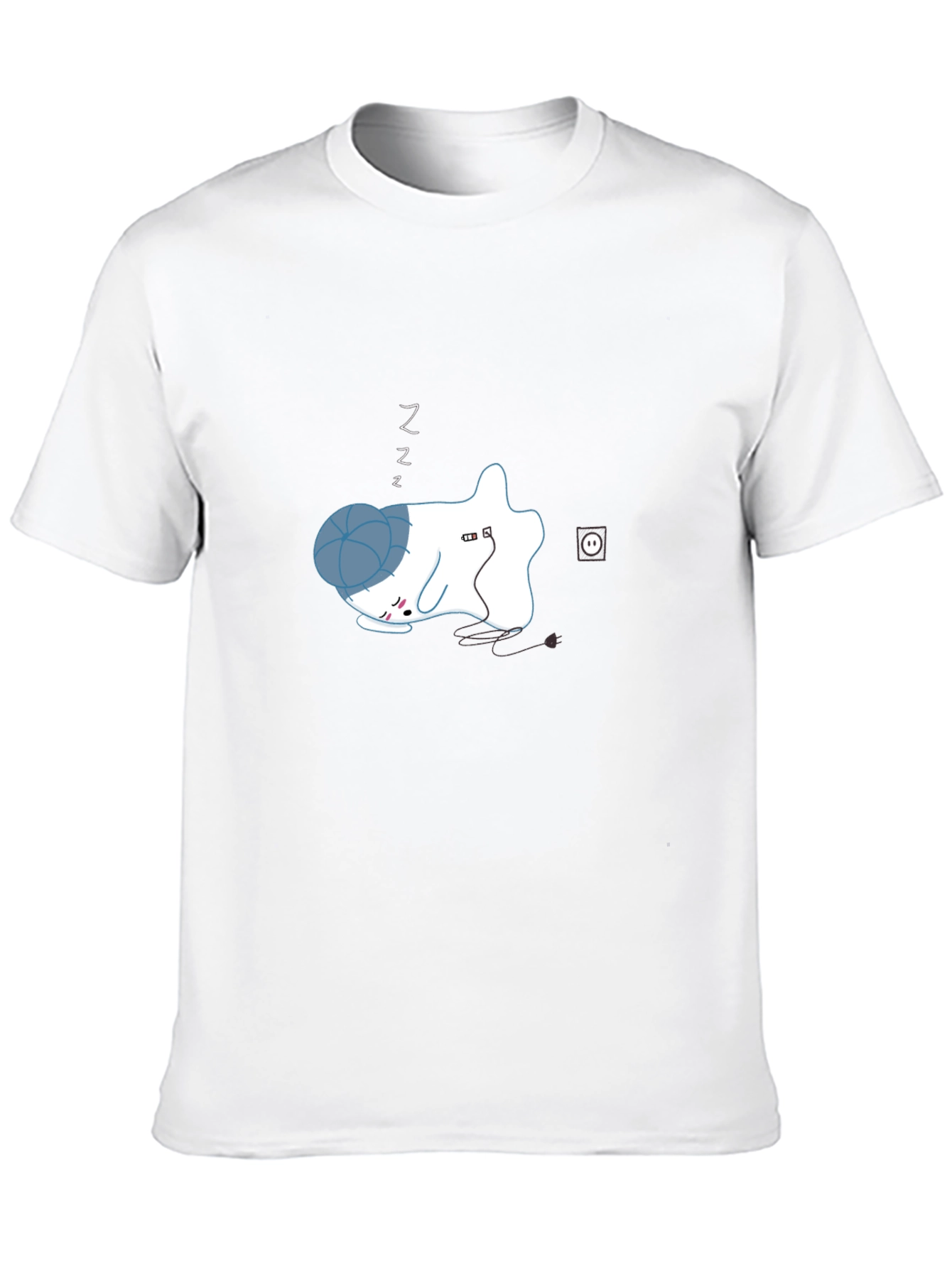 Sleepy Ghost Graphic Tee - Black Cotton Comfort