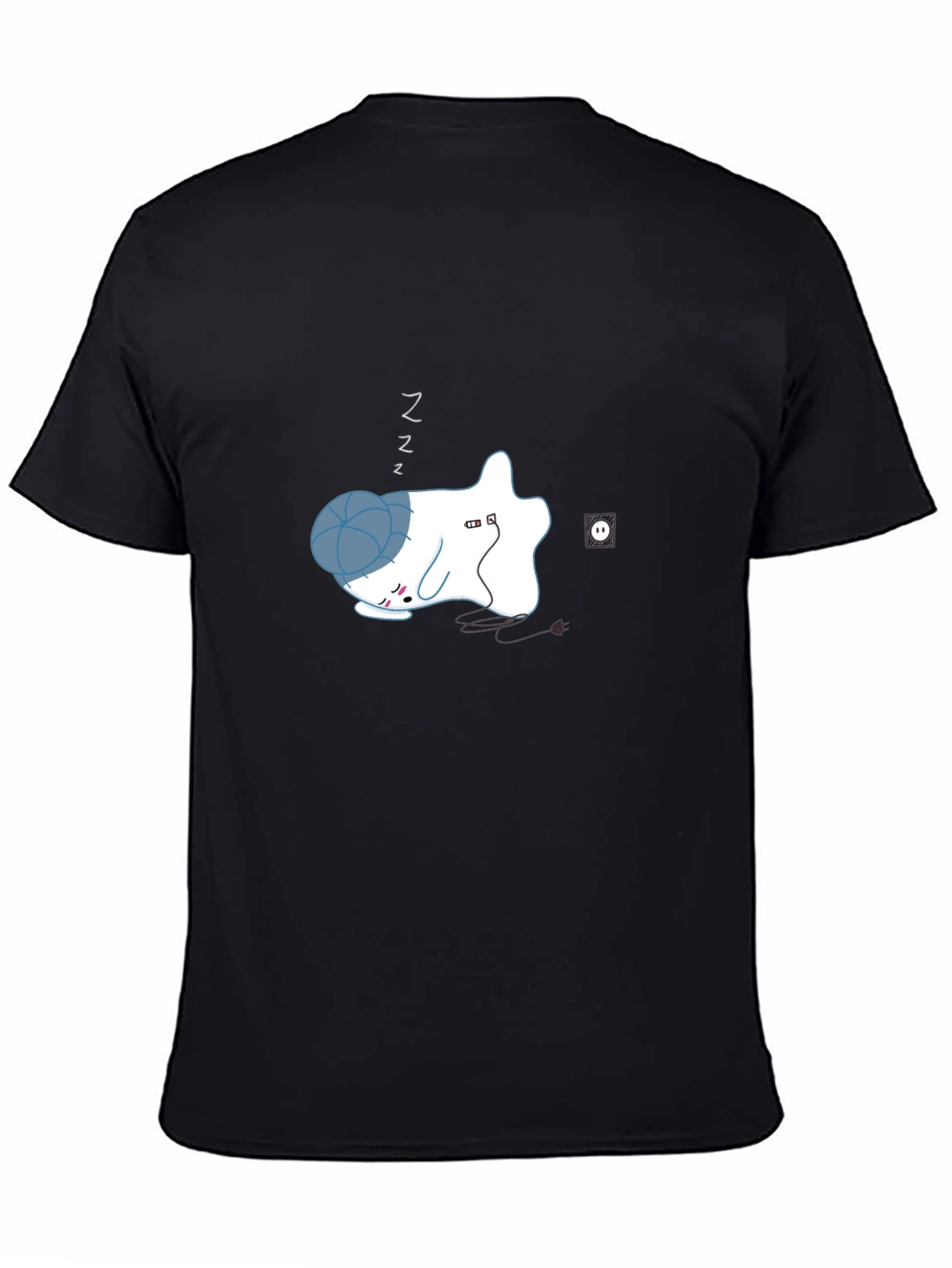 Sleepy Ghost Graphic Tee - Black Cotton Comfort