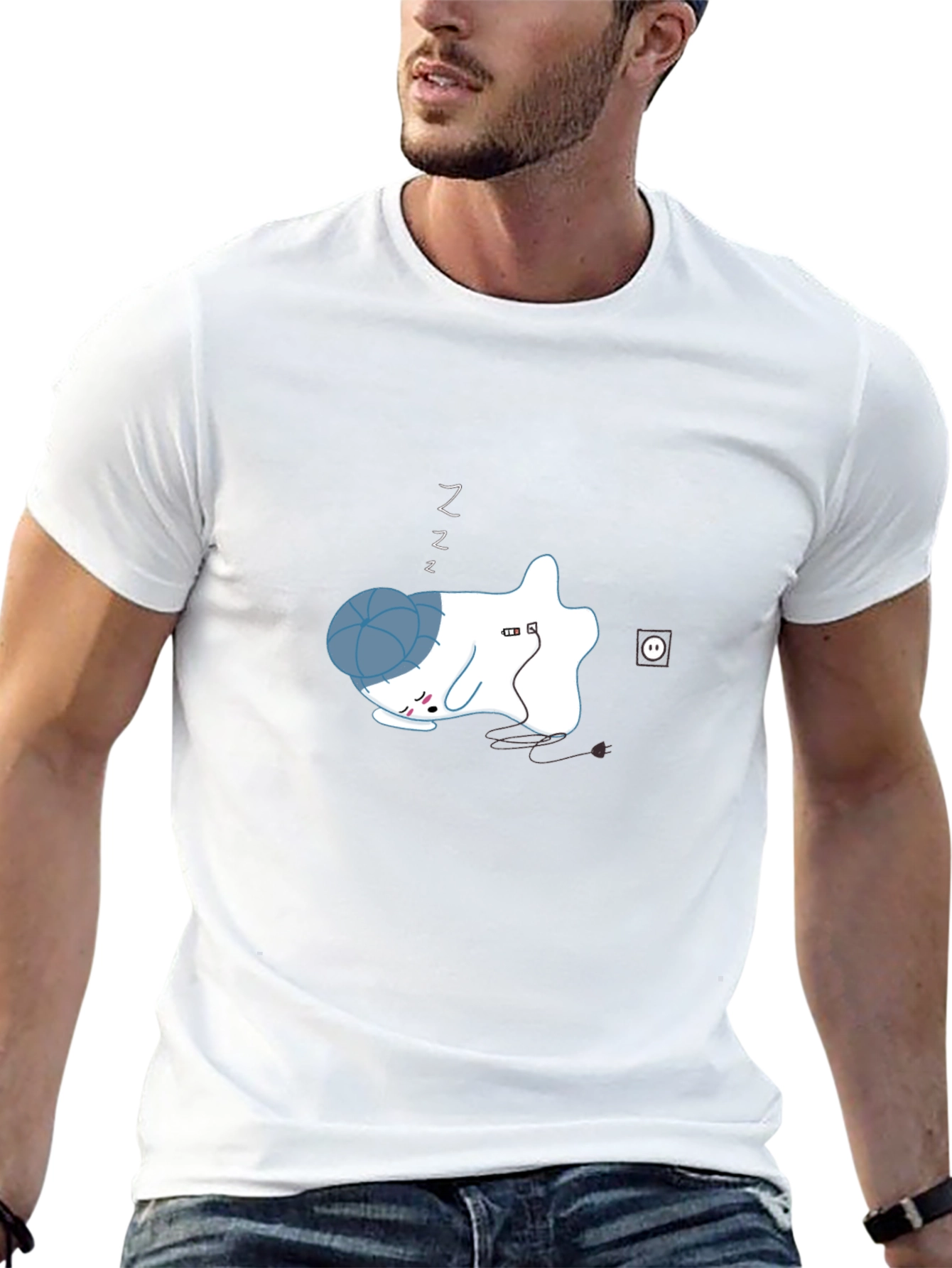 Sleepy Ghost Graphic Tee - Black Cotton Comfort