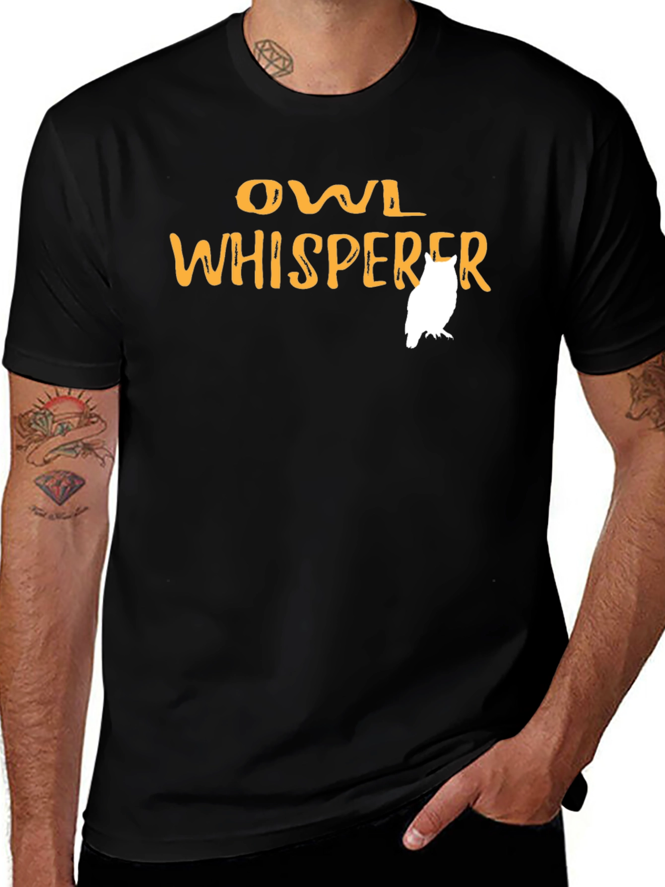Owl Whisperer Graphic Tee - Black Cotton Shirt