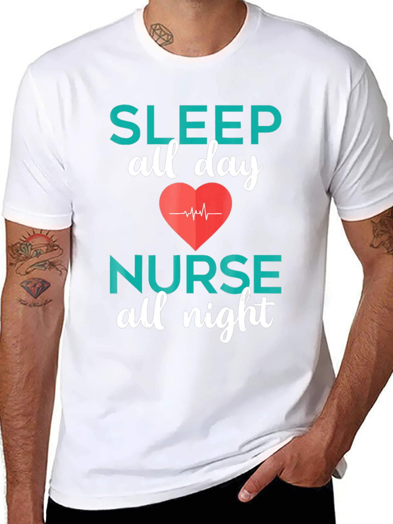 Nurse Sleep All Day Black T-Shirt