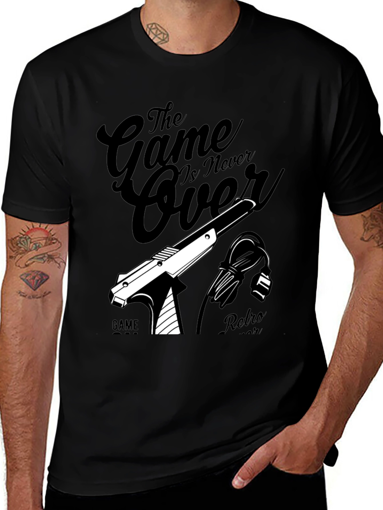 Retro Game Over Black Graphic Tee