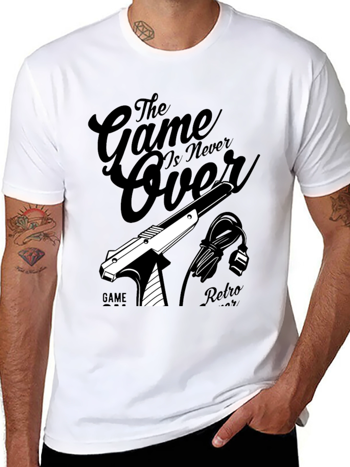 Retro Game Over Black Graphic Tee