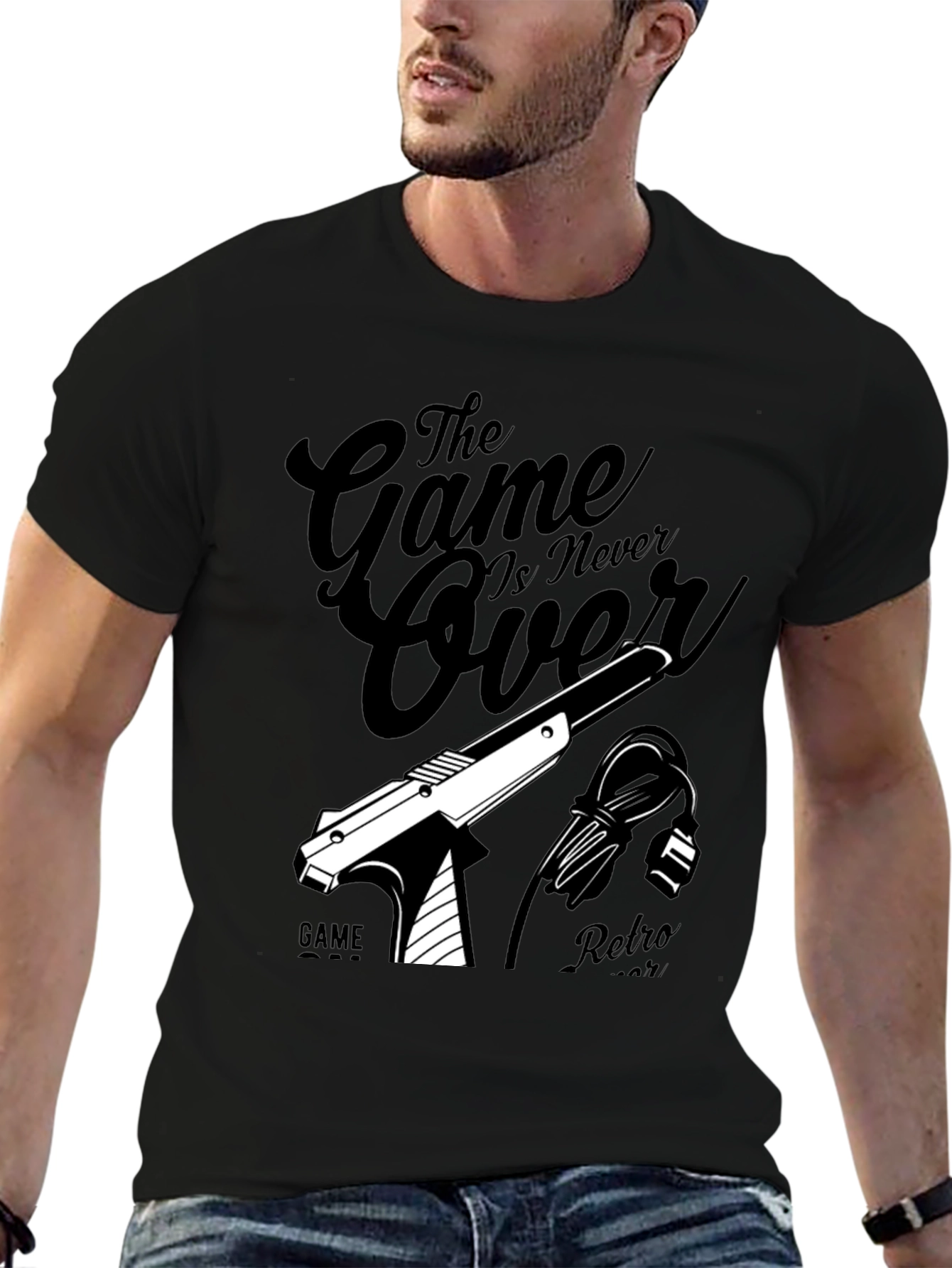 Retro Game Over Black Graphic Tee
