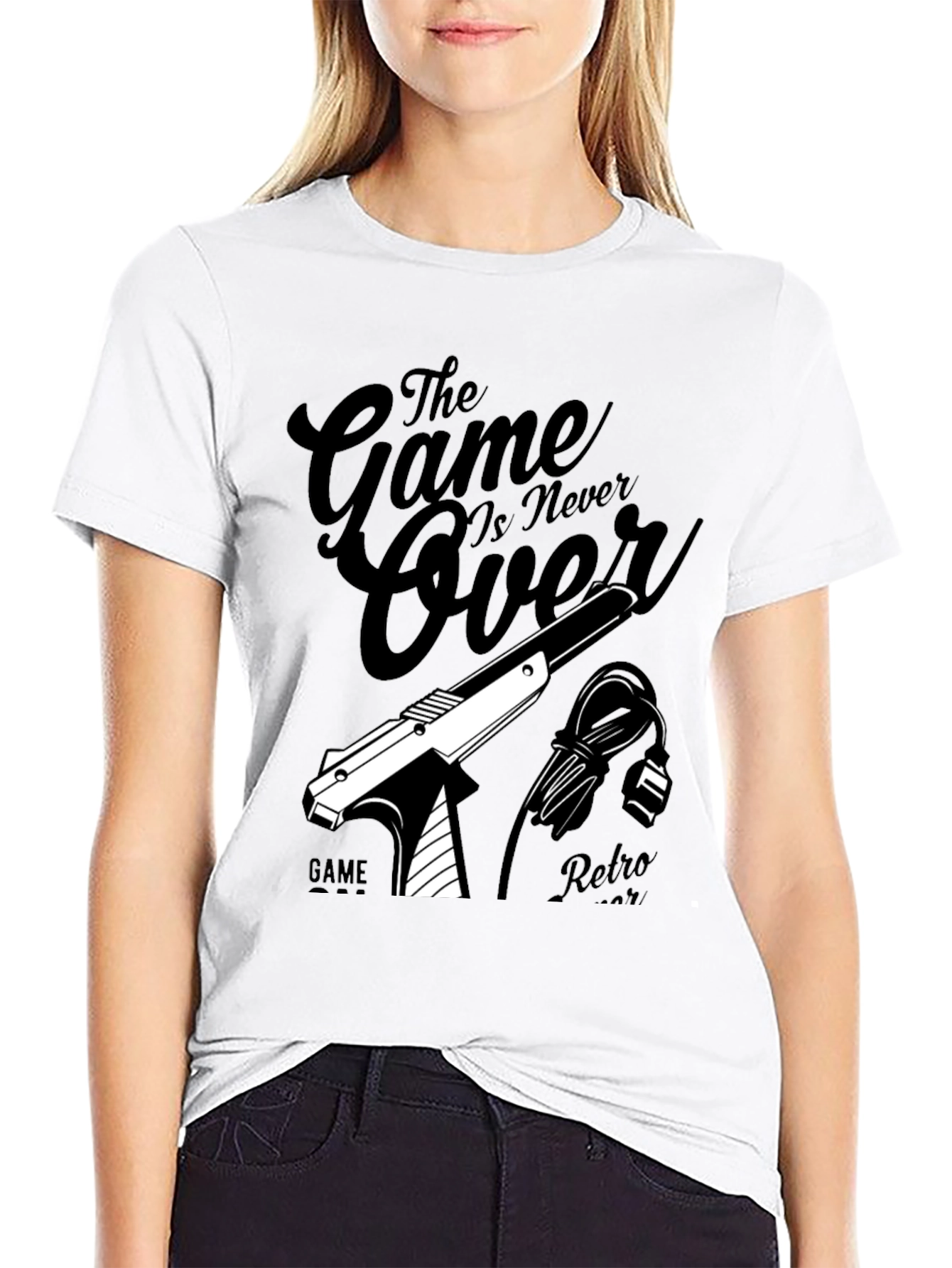 Retro Game Over Black Graphic Tee