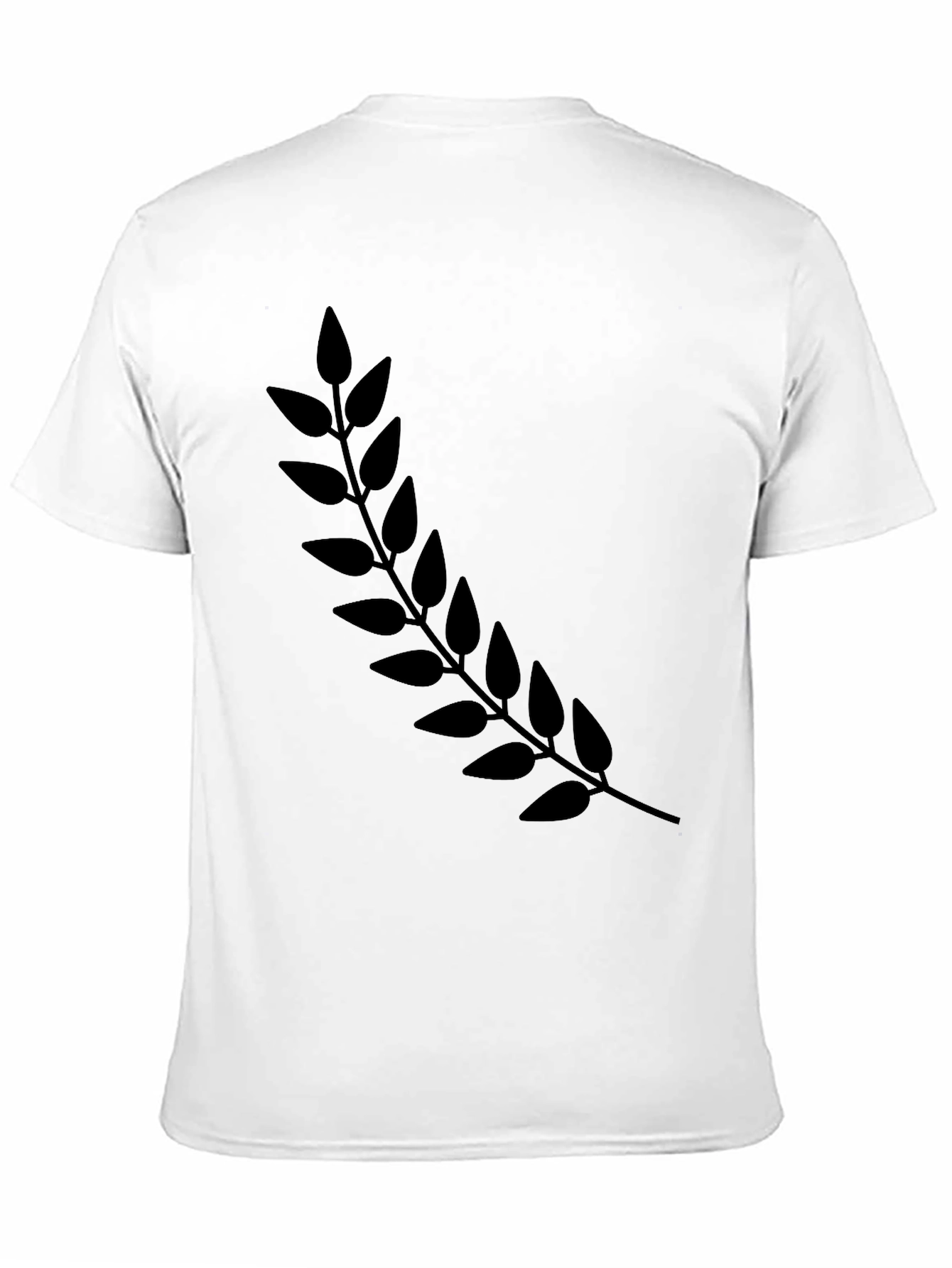 Black T-Shirt with Botanical Branch Design