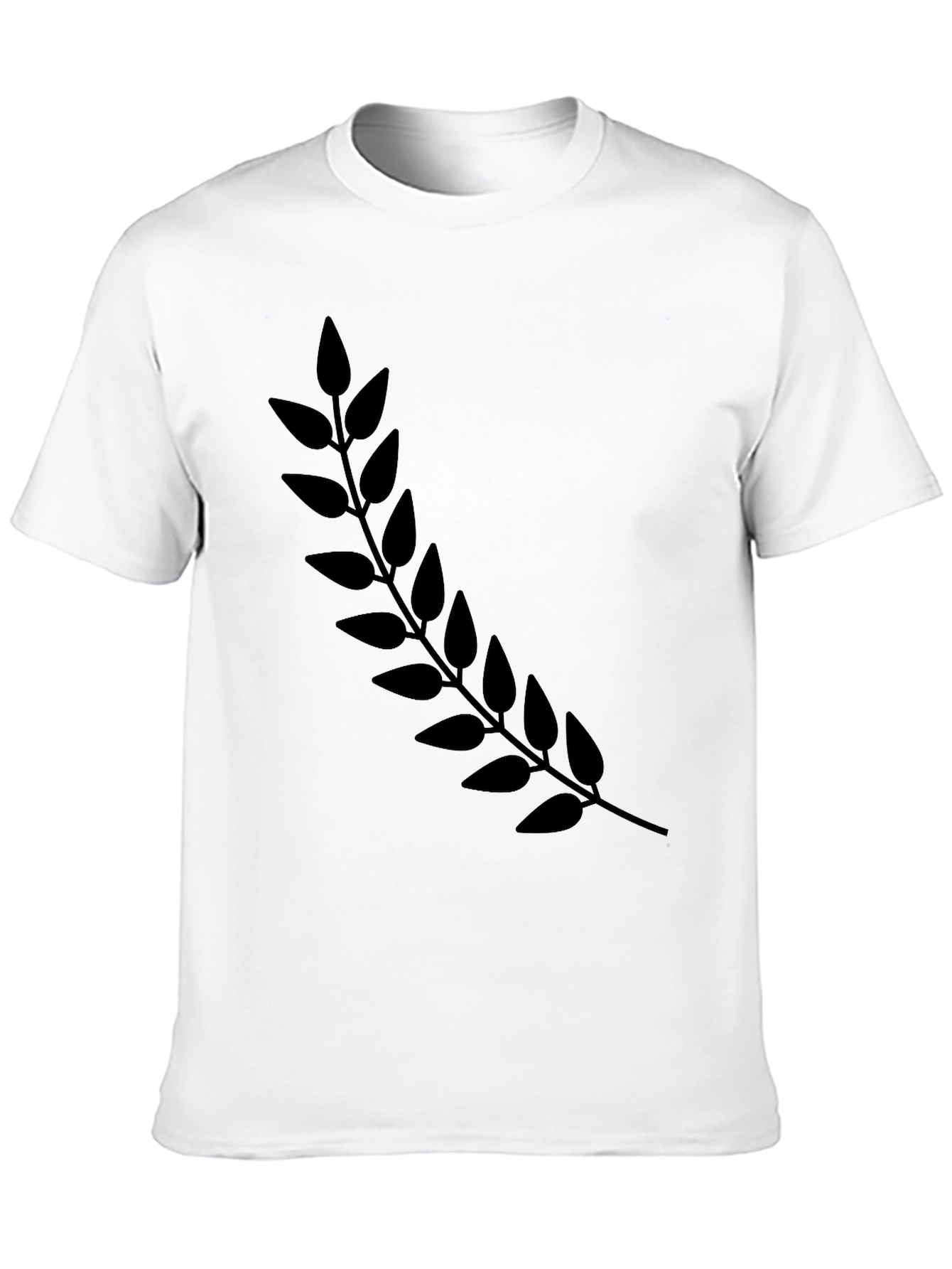 Black T-Shirt with Botanical Branch Design