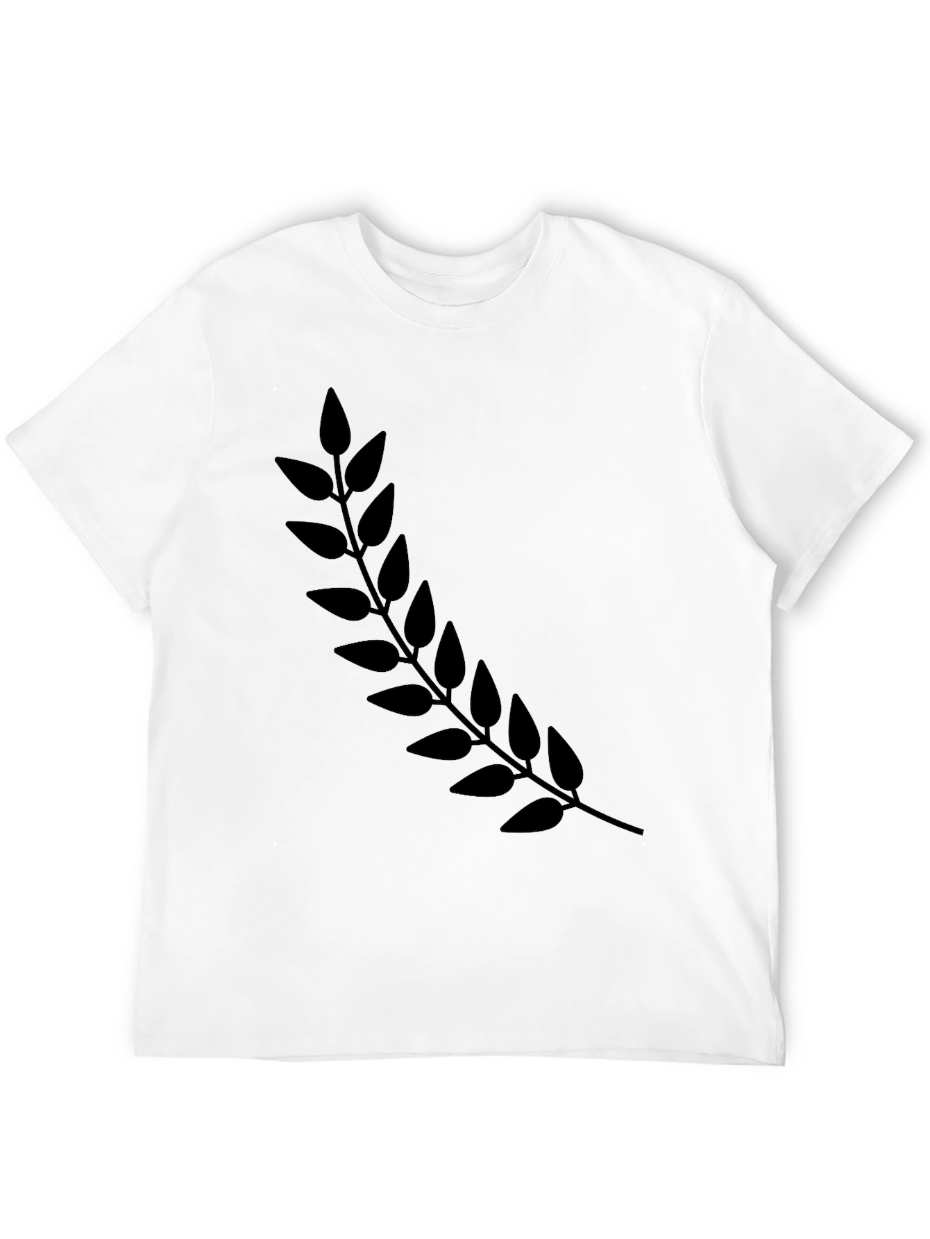 Black T-Shirt with Botanical Branch Design