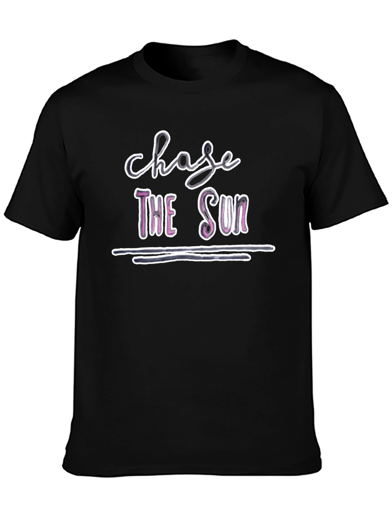 Chase The Sun Graphic Tee - Trendy Black T-Shirt