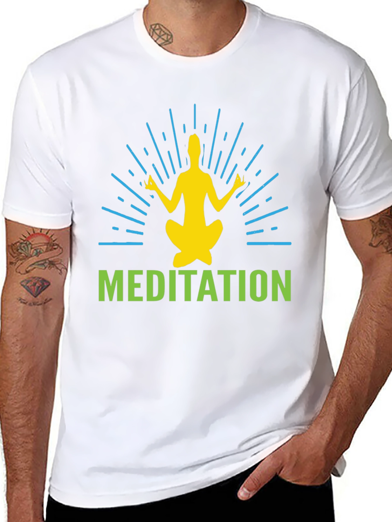 Meditate in Style: Black Graphic T-Shirt