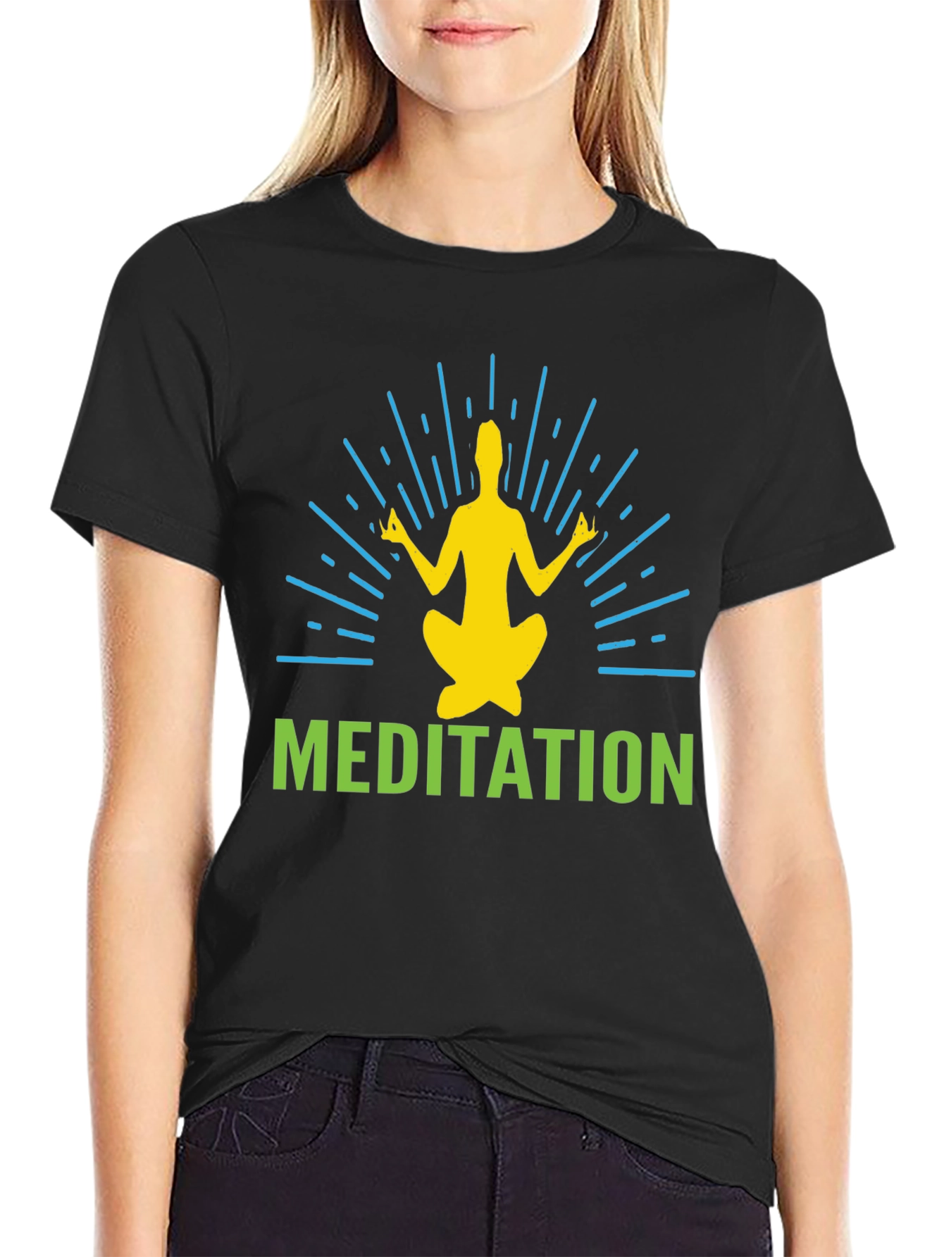 Meditate in Style: Black Graphic T-Shirt