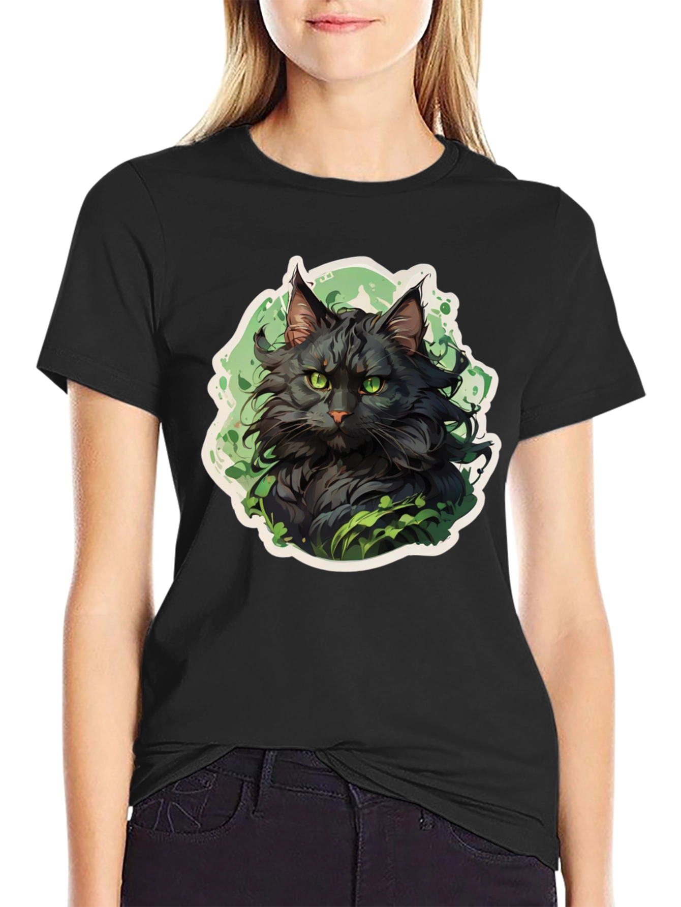 Black Cat Graphic Tee - Stylish Animal Lovers Shirt