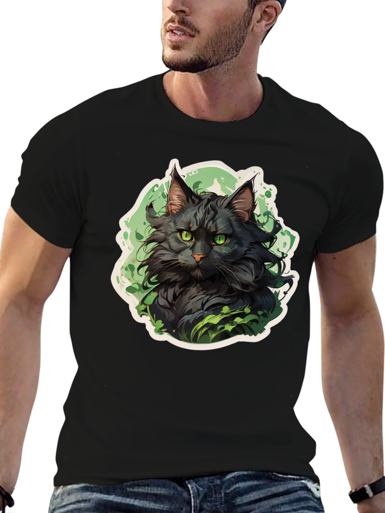 Black Cat Graphic Tee - Stylish Animal Lovers Shirt