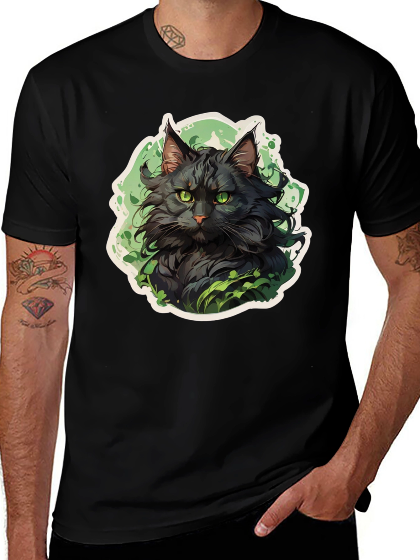Black Cat Graphic Tee - Stylish Animal Lovers Shirt