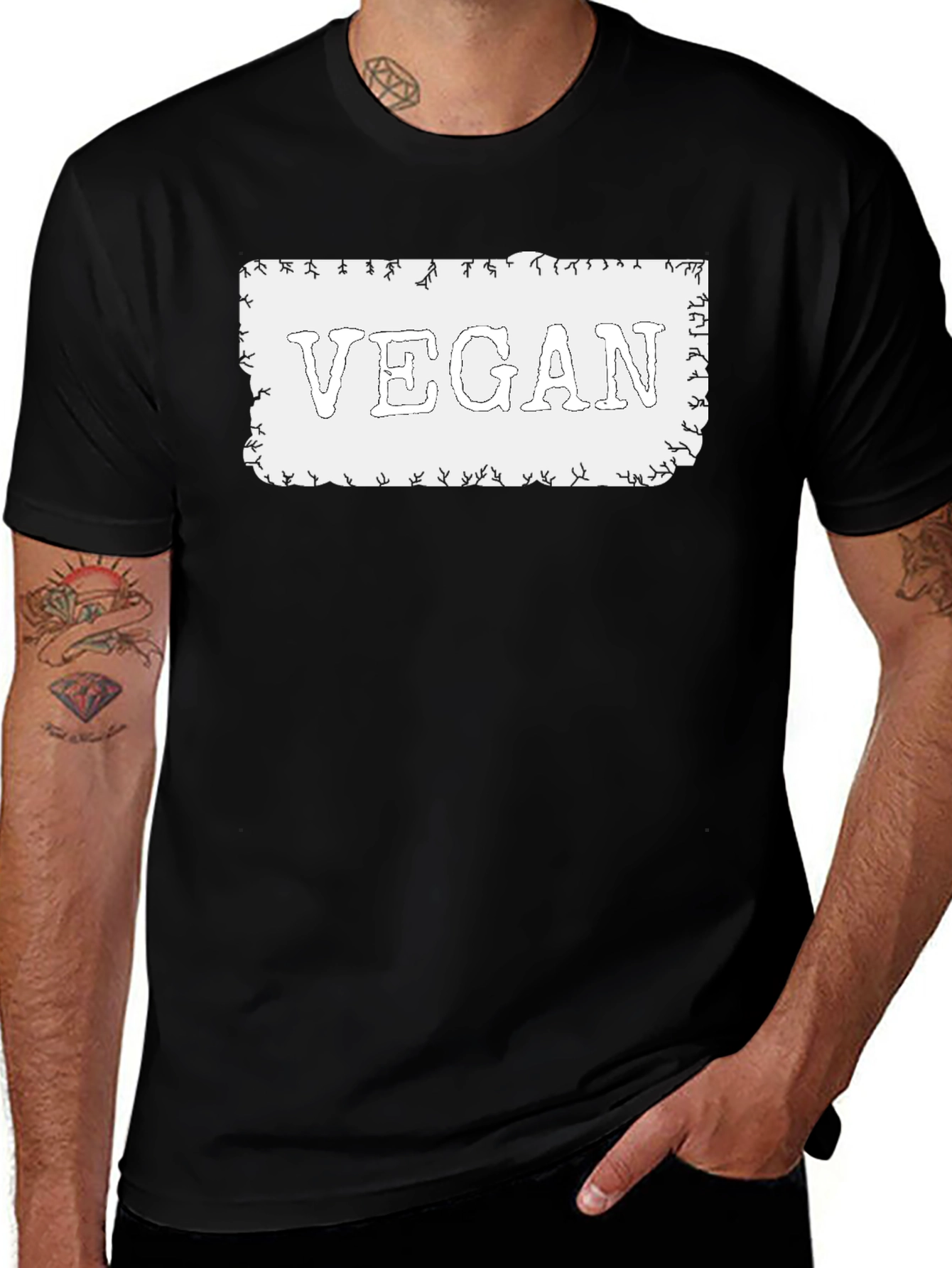 Vegan Statement T-Shirt - Black Cotton Tee