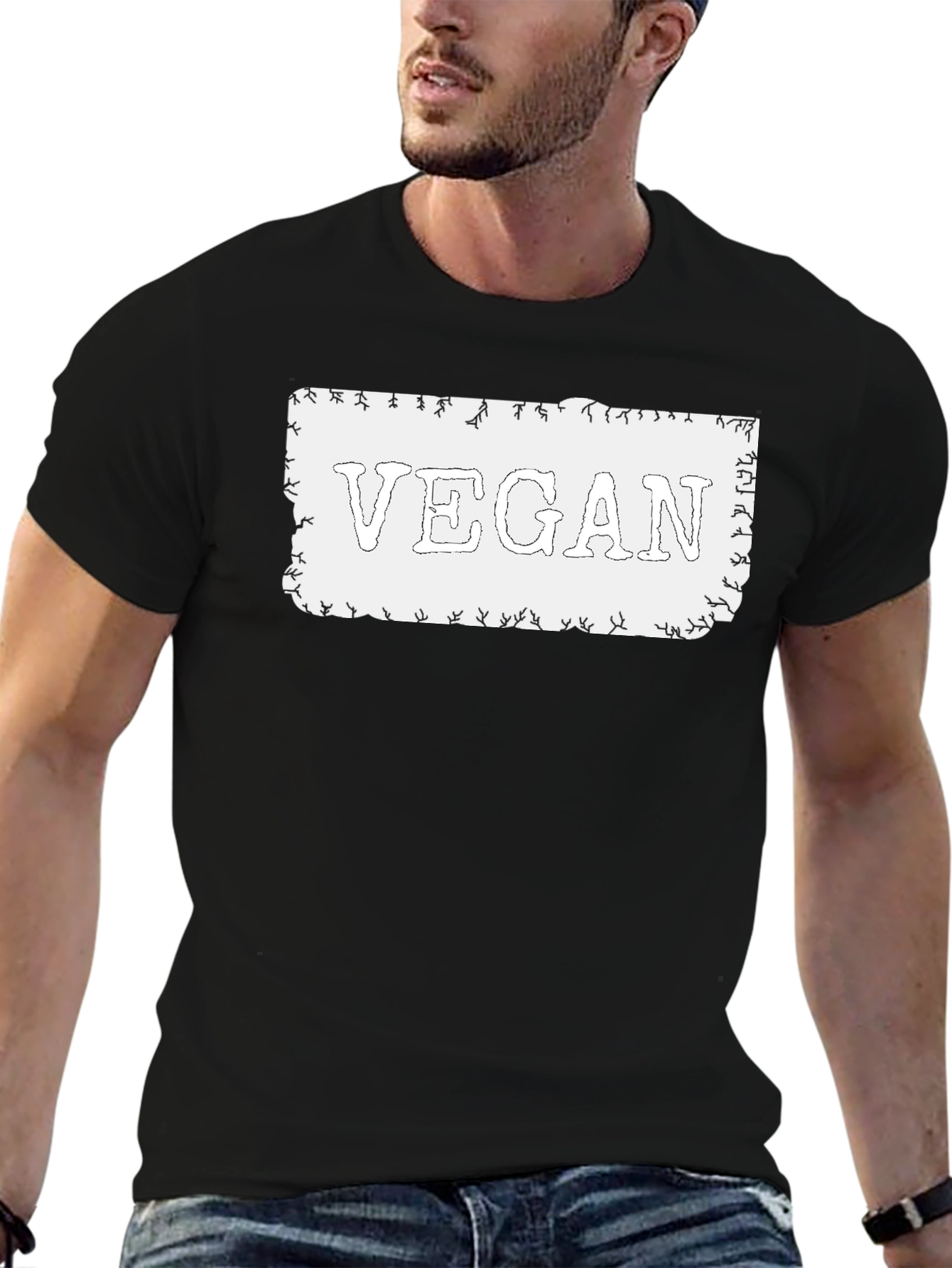 Vegan Statement T-Shirt - Black Cotton Tee