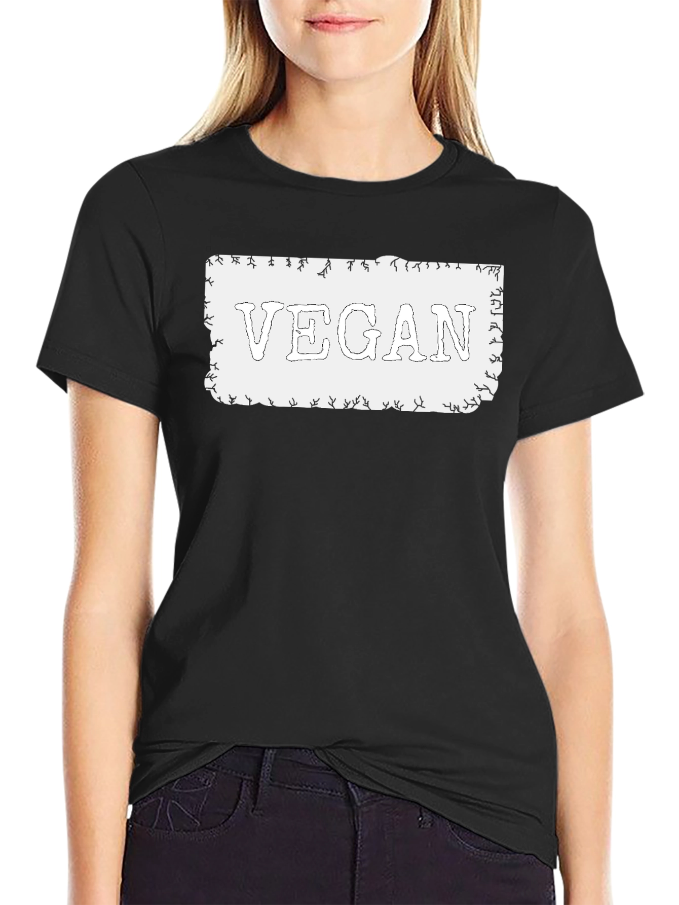Vegan Statement T-Shirt - Black Cotton Tee