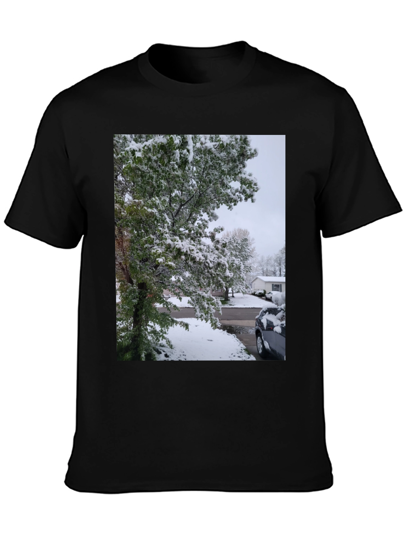 Winter Scene Black T-Shirt