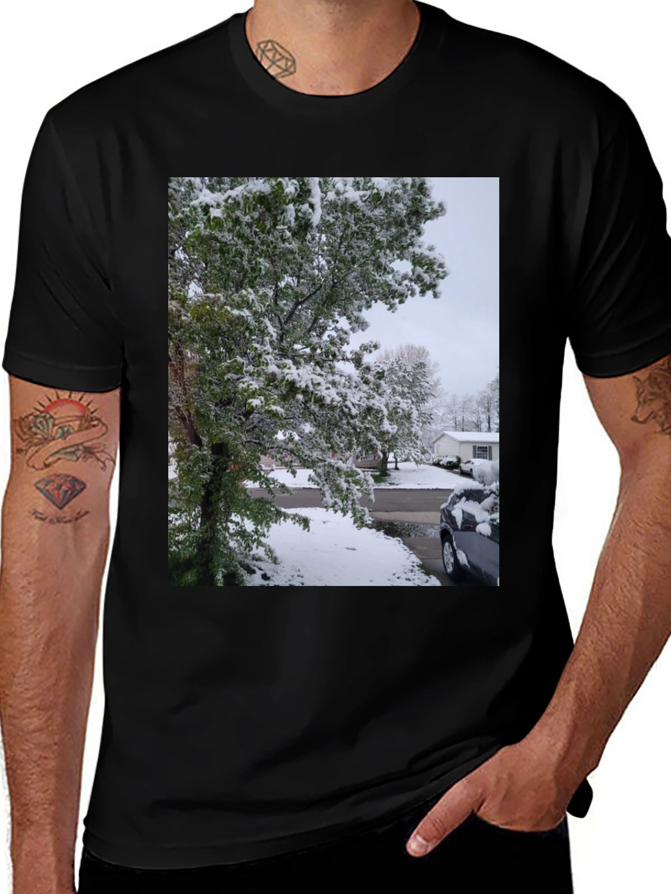 Winter Scene Black T-Shirt