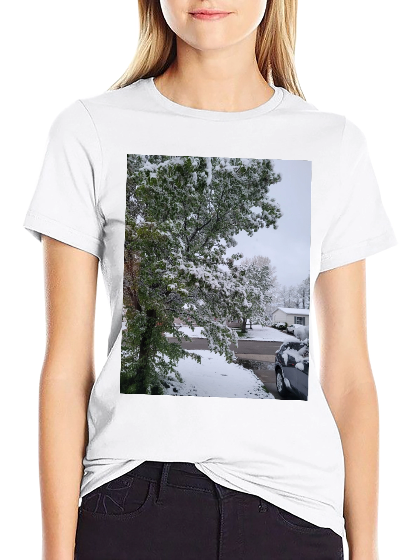 Winter Scene Black T-Shirt