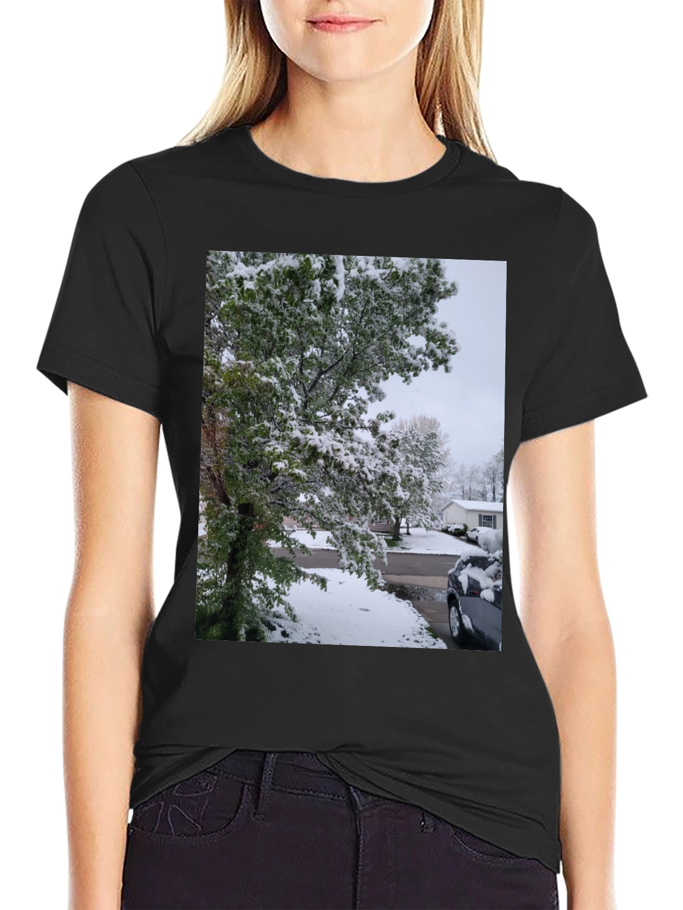 Winter Scene Black T-Shirt