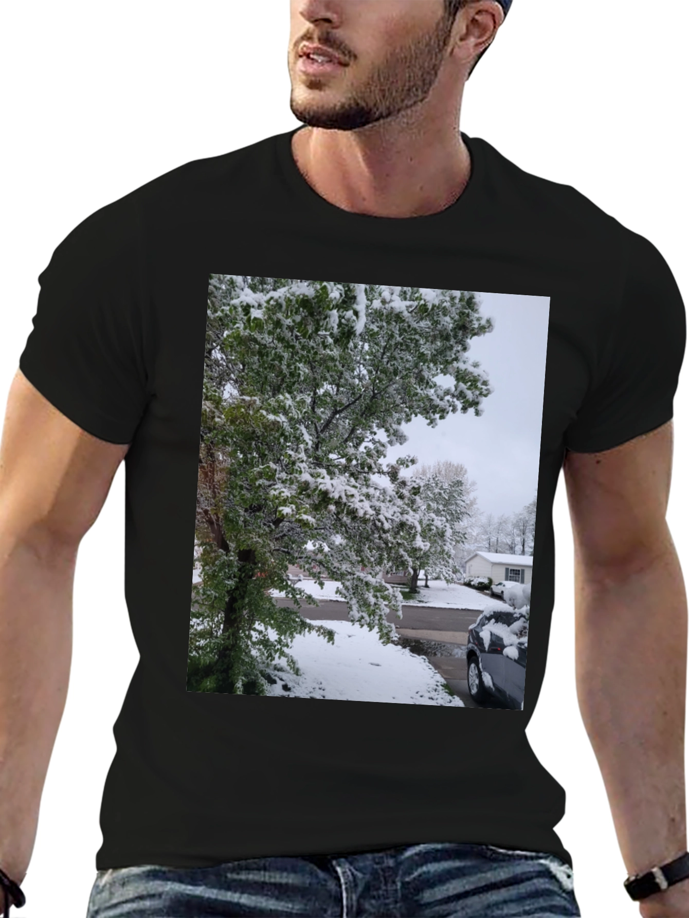 Winter Scene Black T-Shirt