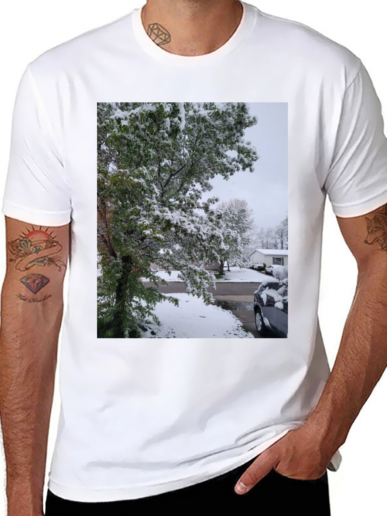 Winter Scene Black T-Shirt