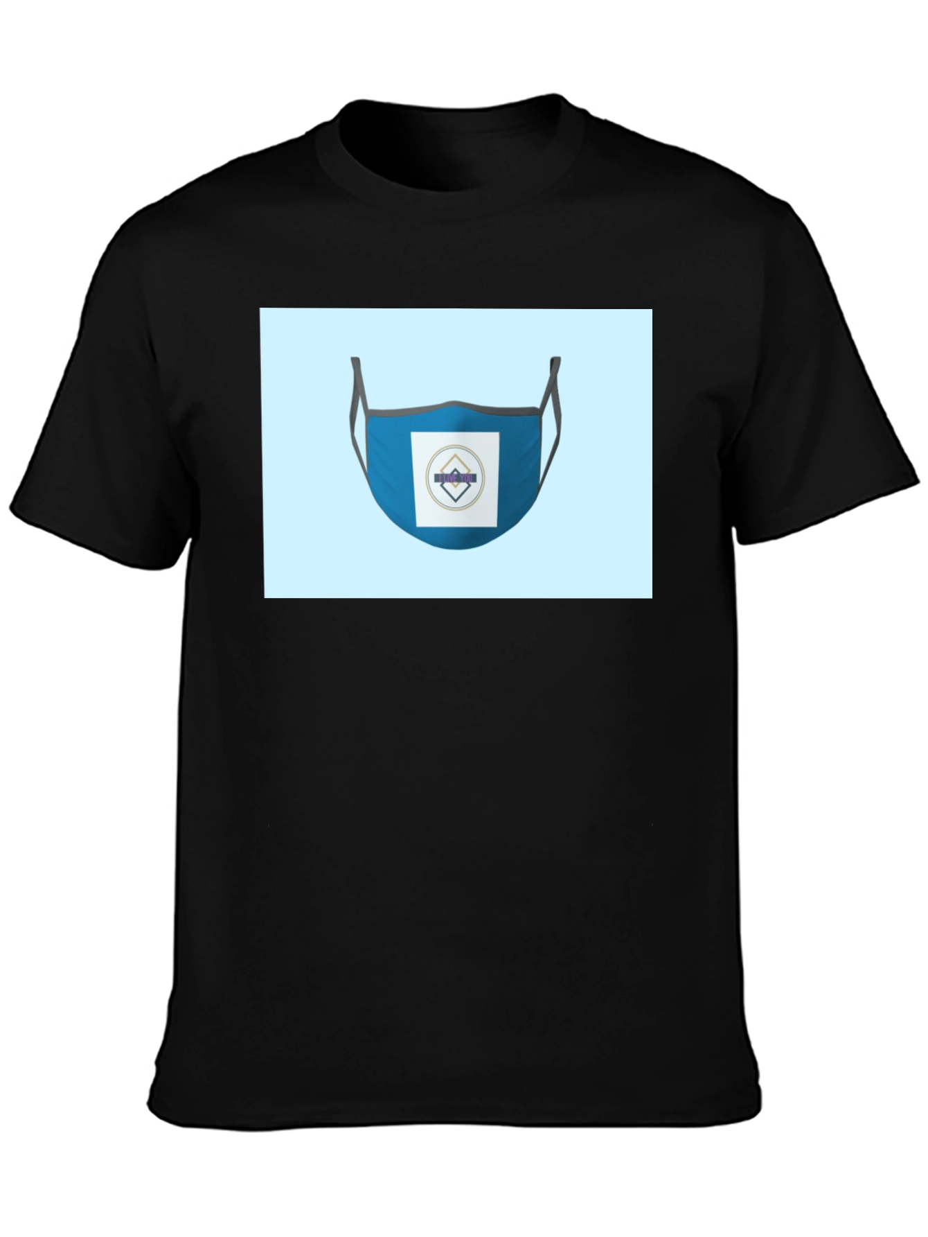 Stylish Blue Face Mask T-Shirt