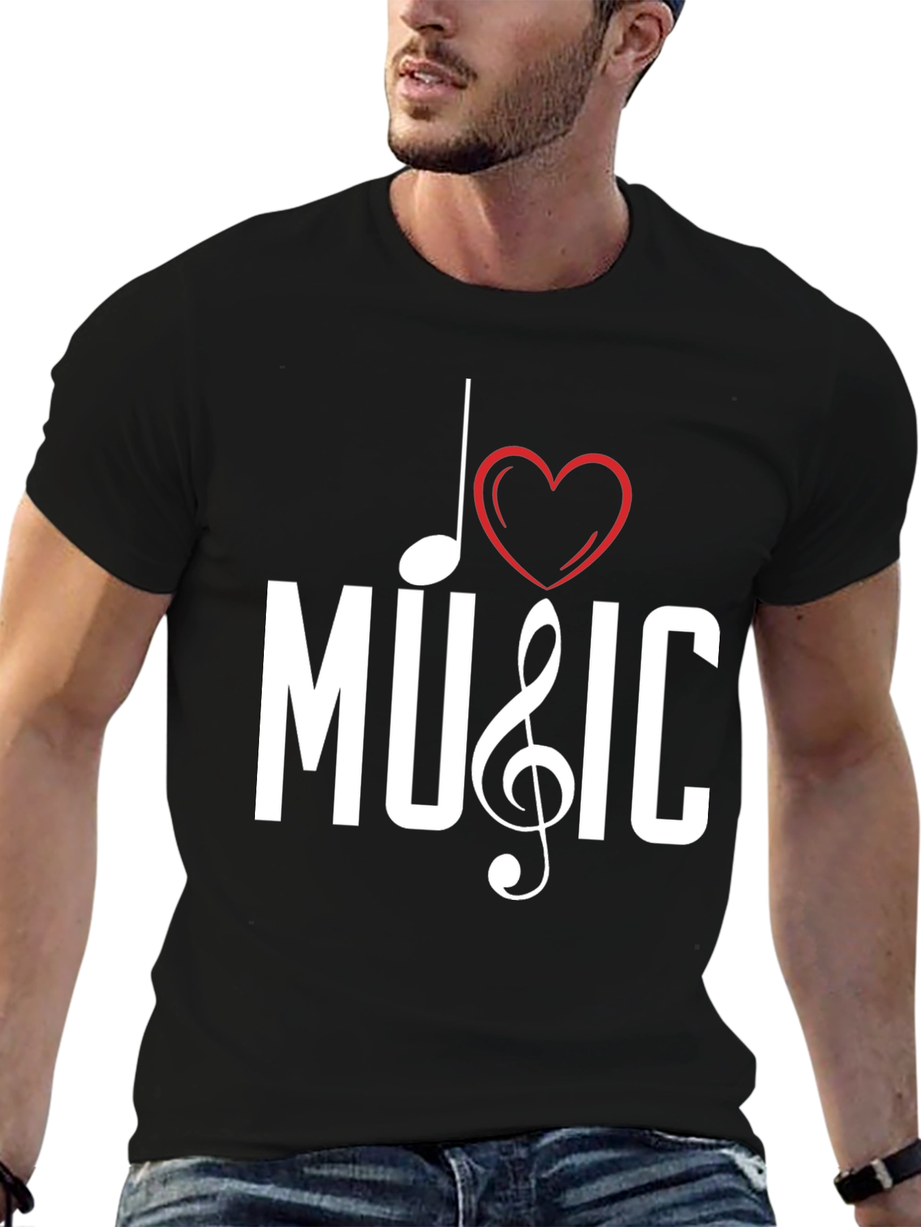 I Love Music Black Graphic Tee